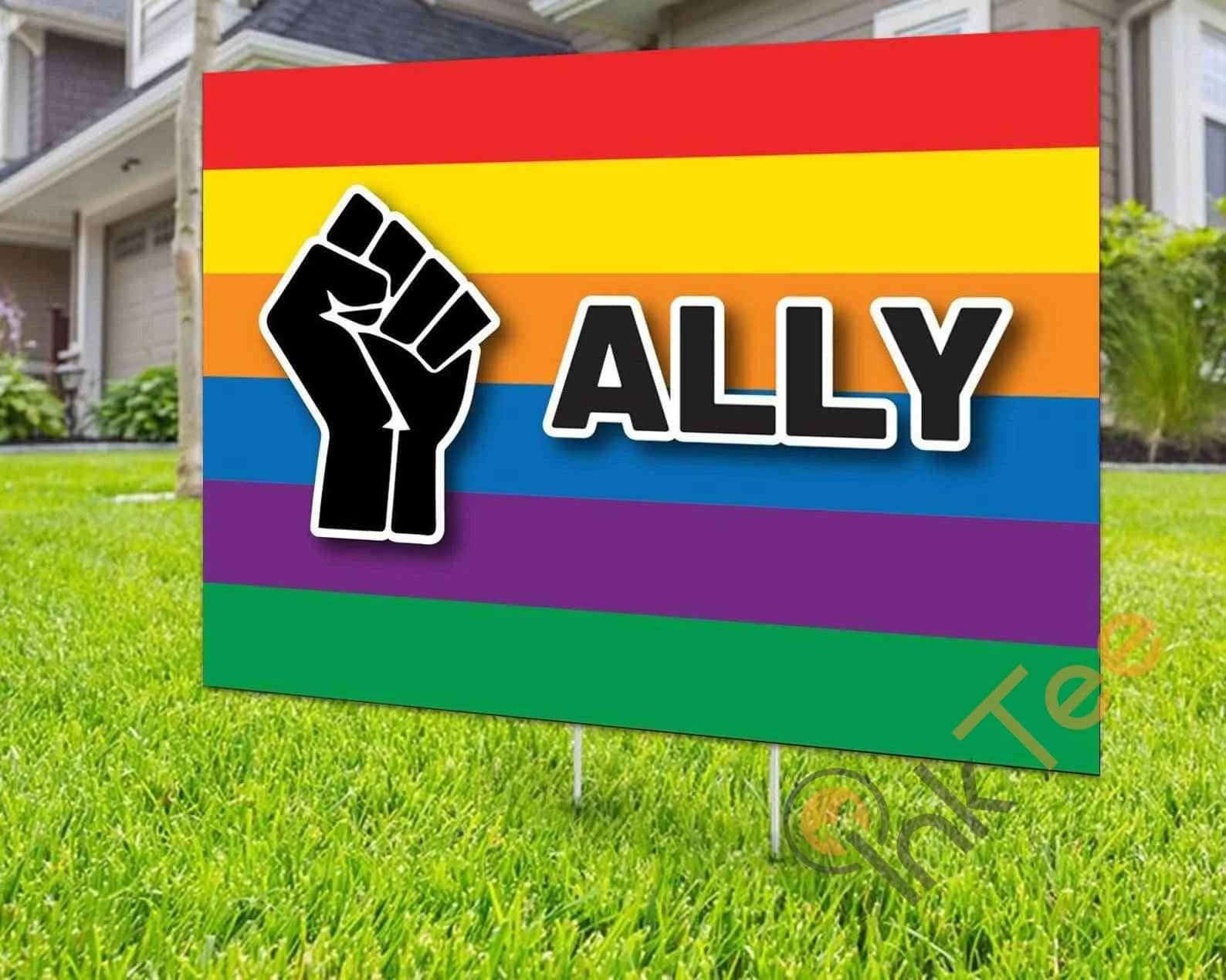 Custom Black Lives Matter Ally Rainbow Yard Sign