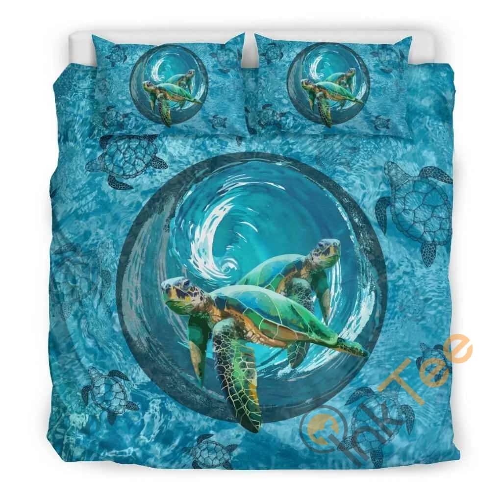 Custom Blue Ocean Turtle Quilt Bedding Sets