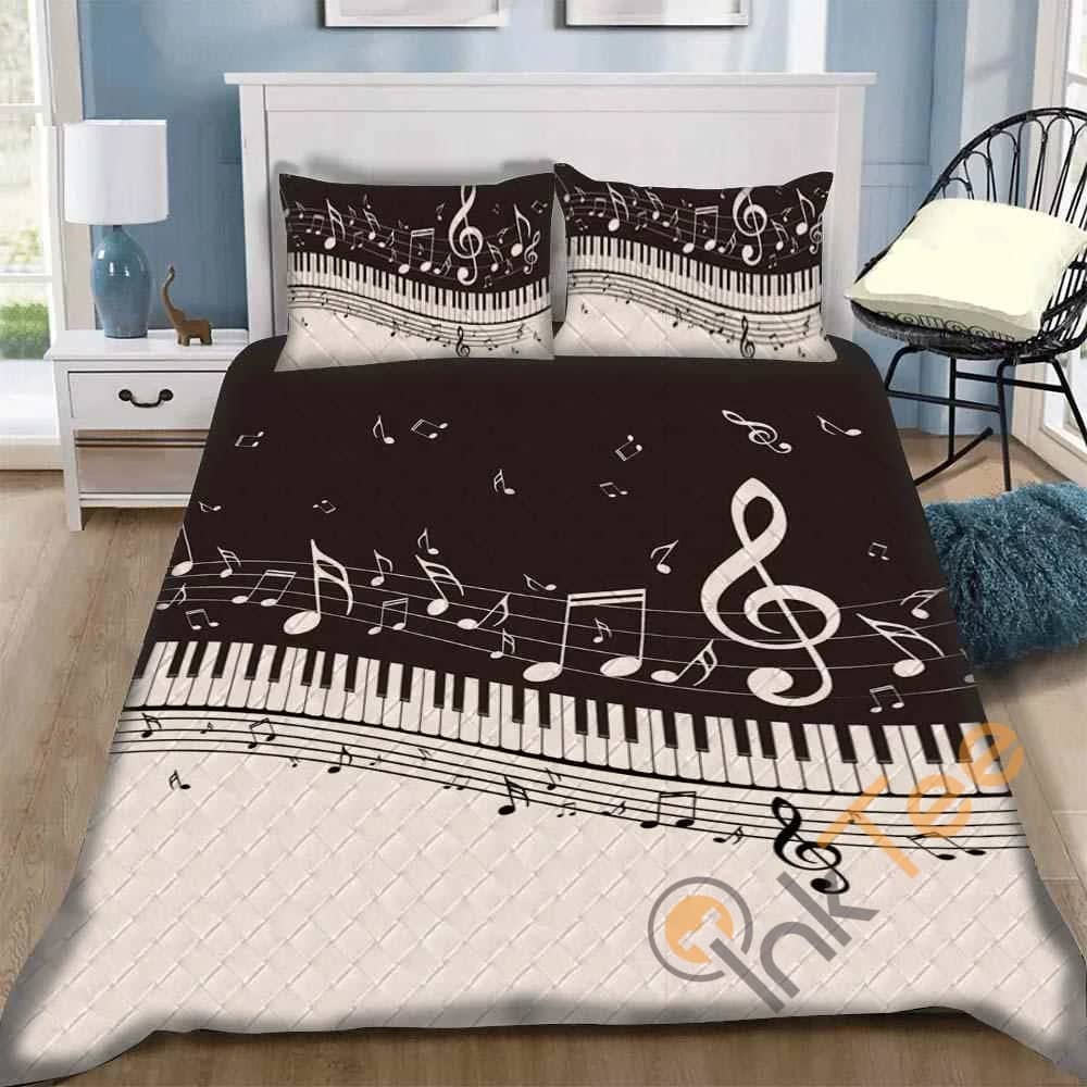 Custom B&w Piano Music Note Quilt Bedding Sets