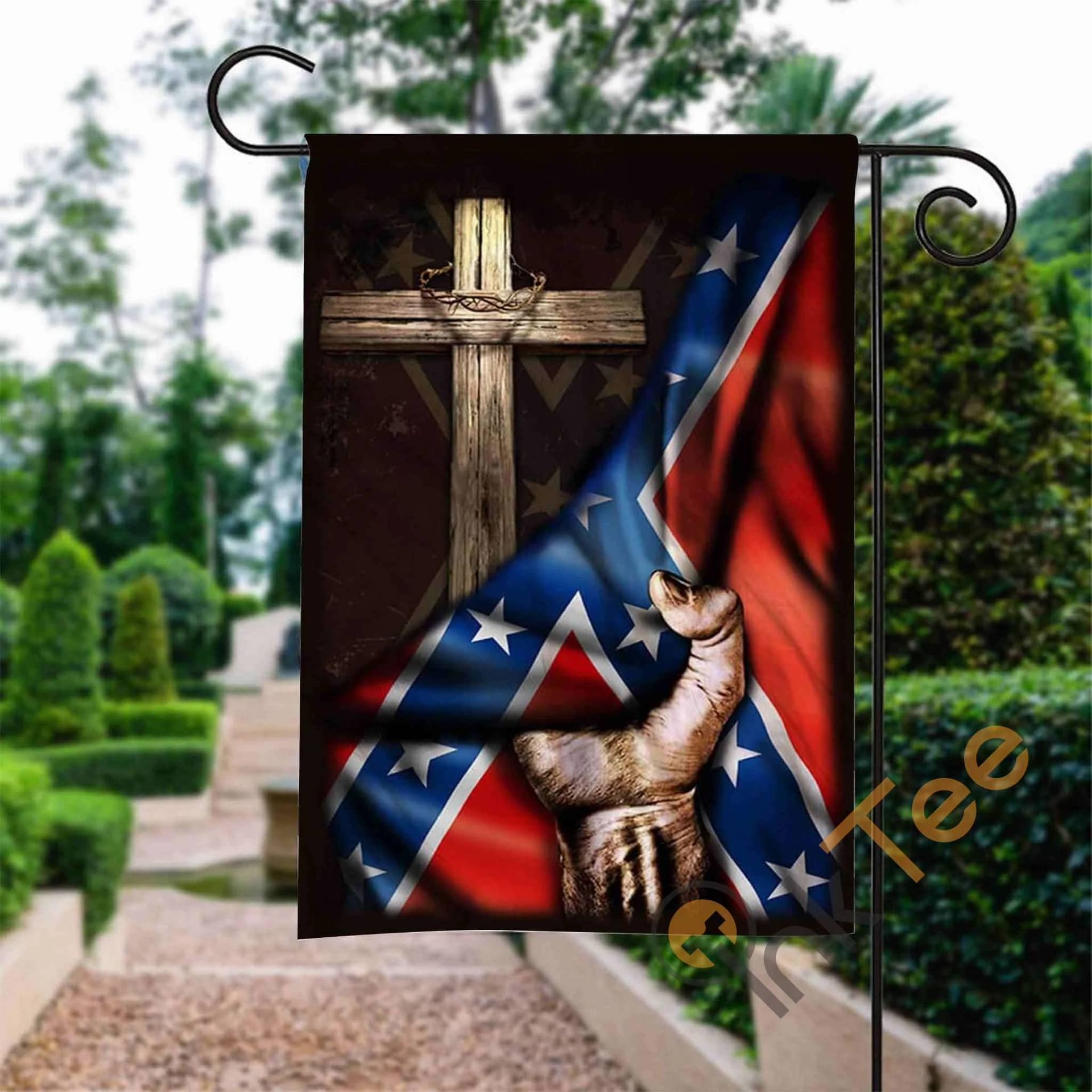 Custom Christian Cross Confederate States Of America Garden Flag