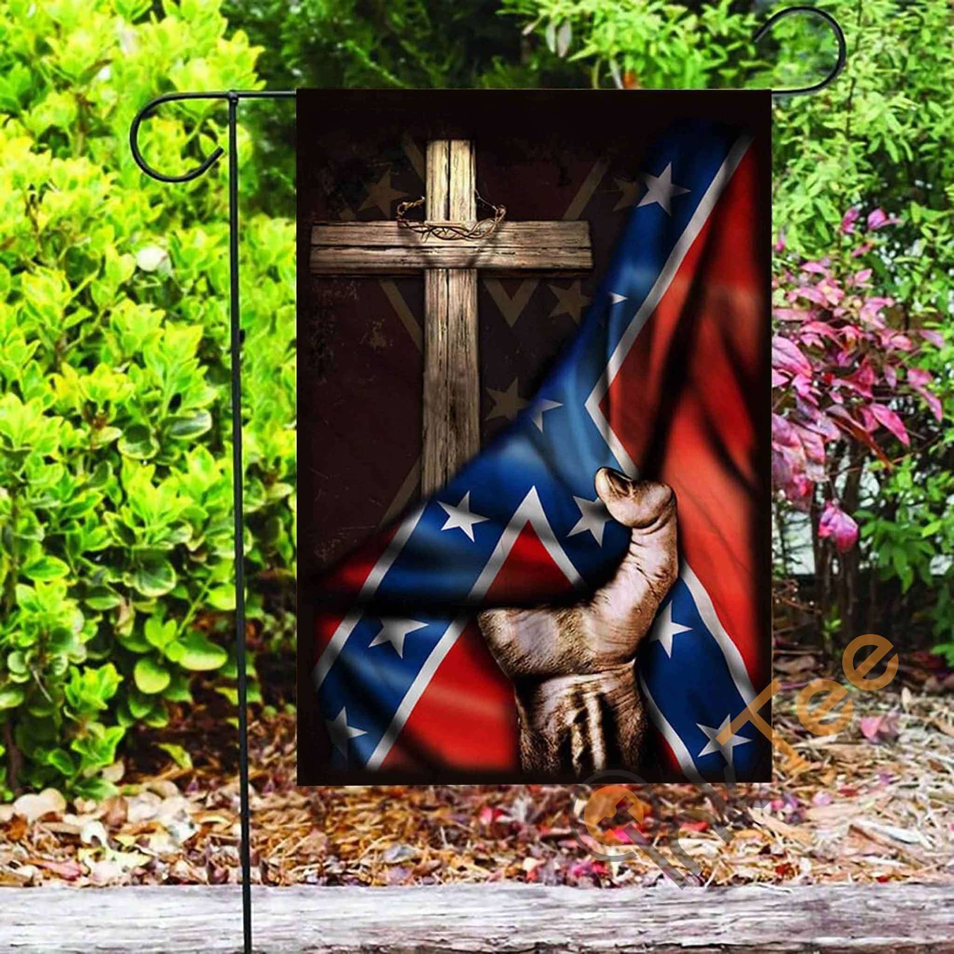 Inktee Store - Custom Christian Cross Confederate States Of America Garden Flag Image