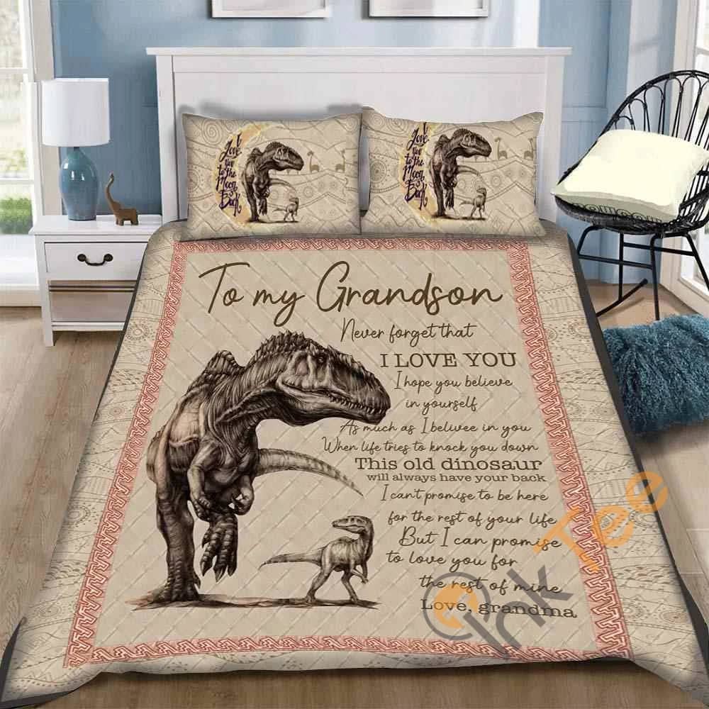 Custom Dinosaur To My Grandson Quilt Bedding Sets