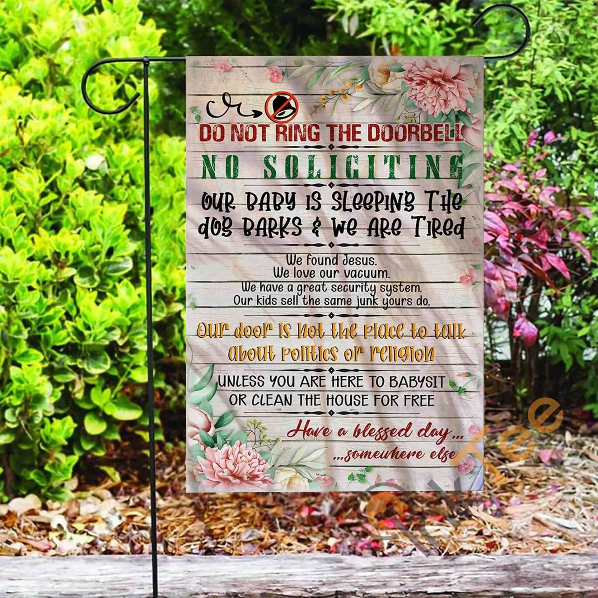 Custom Do Not Ring The Doorbell No Soliciting Our Baby Is Sleeping Garden Flag