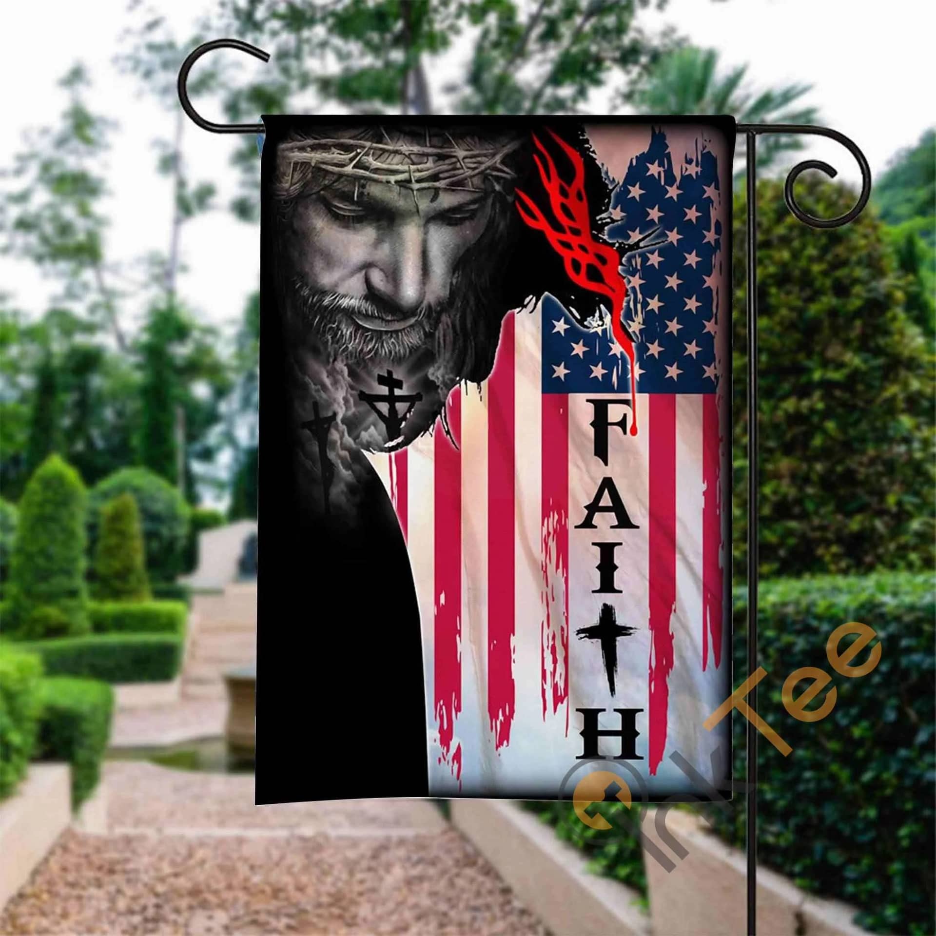 Custom Faith Jesus Christ American Garden Flag