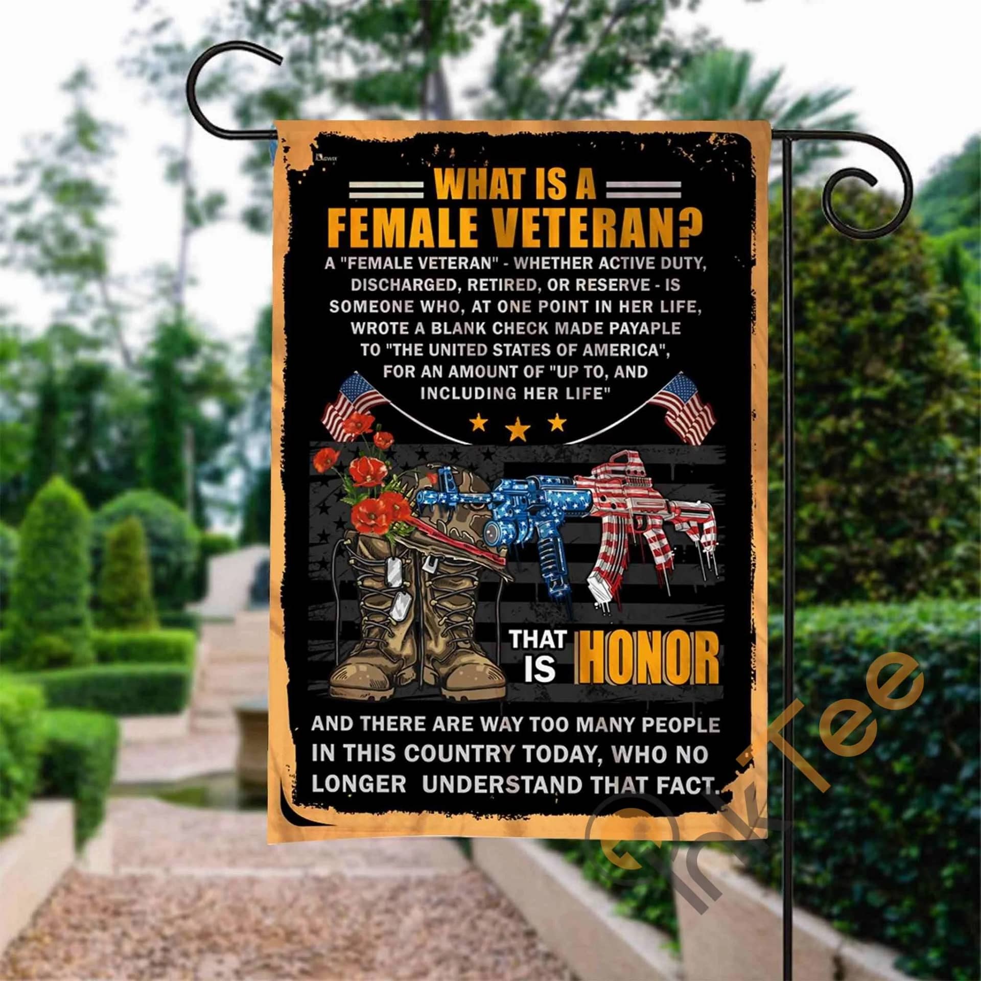 Custom Female Veteran Honor Garden Flag