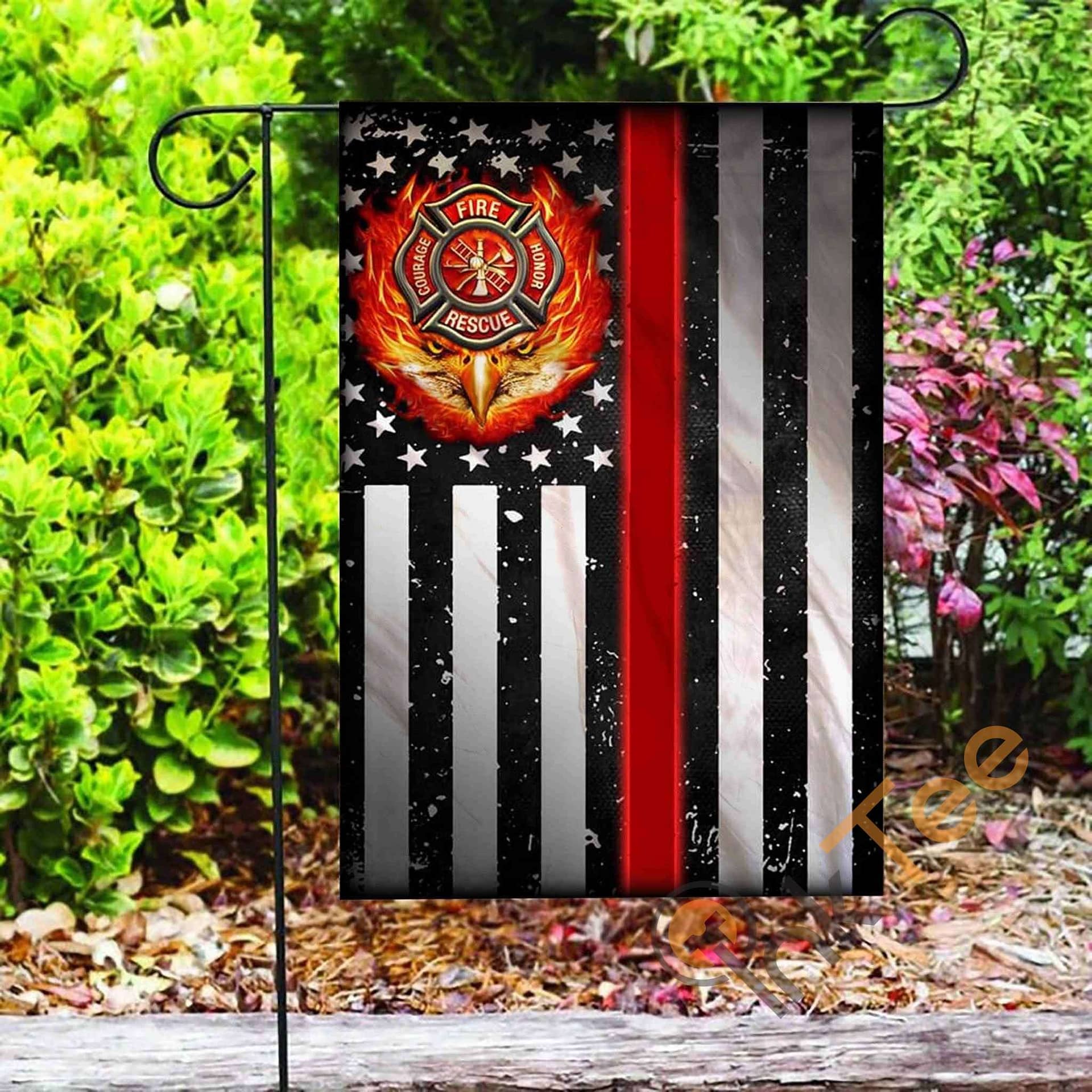 Inktee Store - Custom Firefighter The Thin Red Line Garden Flag Image