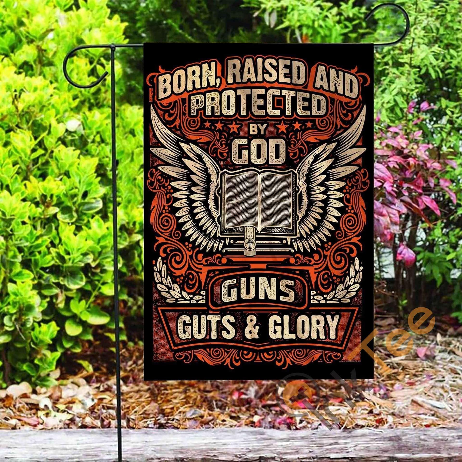 Inktee Store - Custom Gun Control Born Raised Protected Garden Flag Image