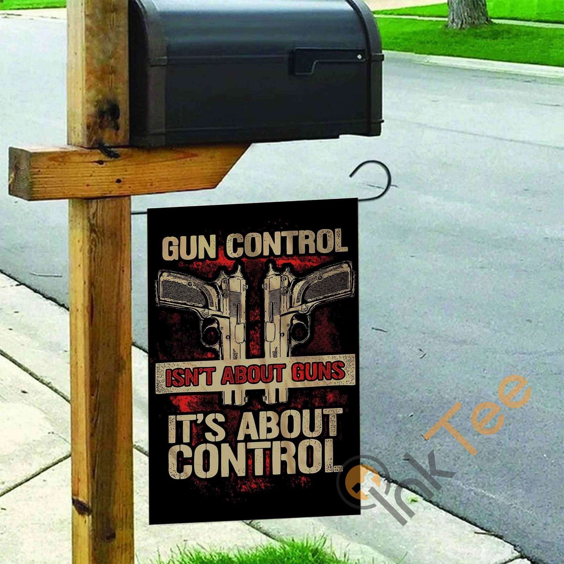 Inktee Store - Custom Gun Control Not About Guns Garden Flag Image