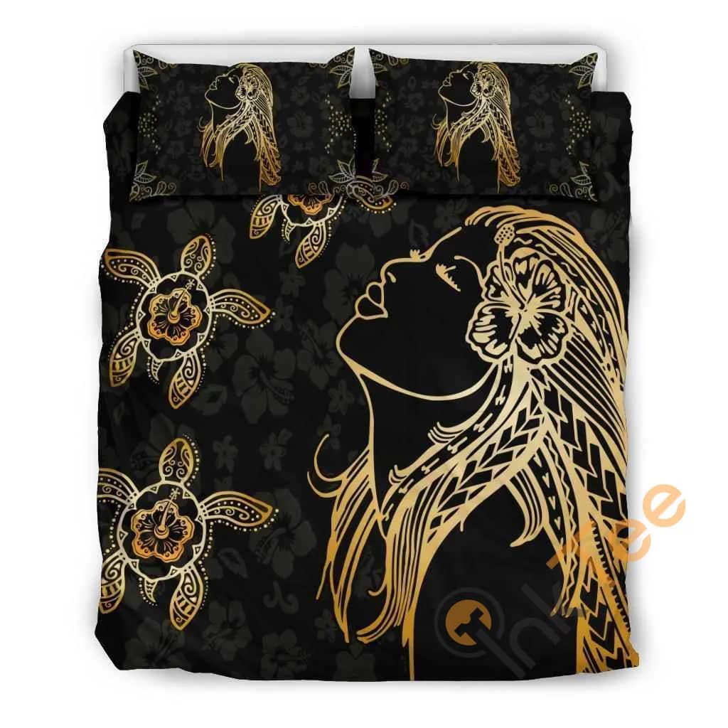 Custom Hula Girl And Turtle Hibiscus Quilt Bedding Sets