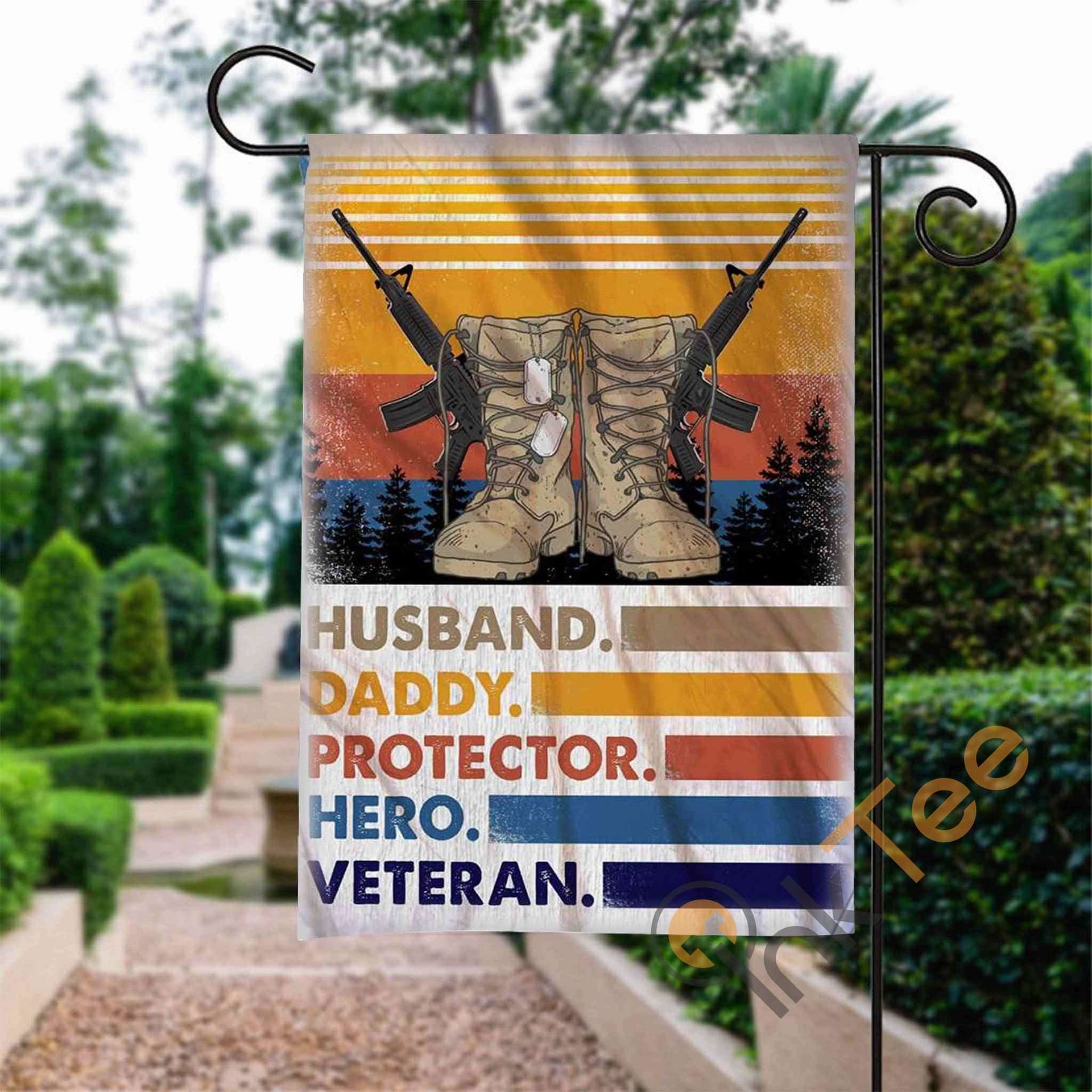 Inktee Store - Custom Husband Daddy Protector Hero Army Veteran Garden Flag Image