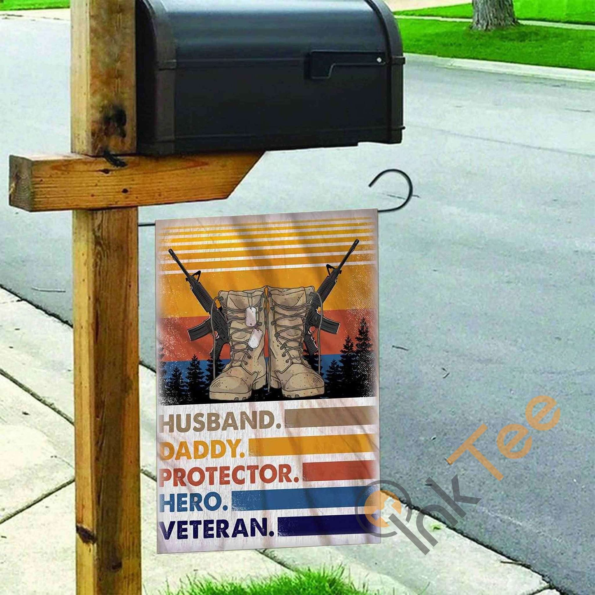 Inktee Store - Custom Husband Daddy Protector Hero Army Veteran Garden Flag Image