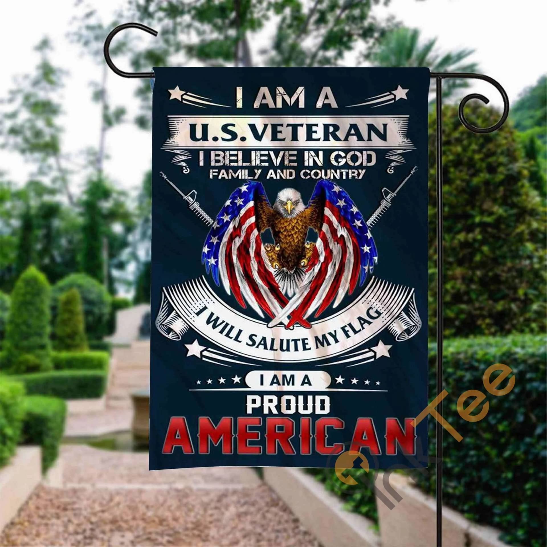 Custom I Am A Proud American Garden Flag