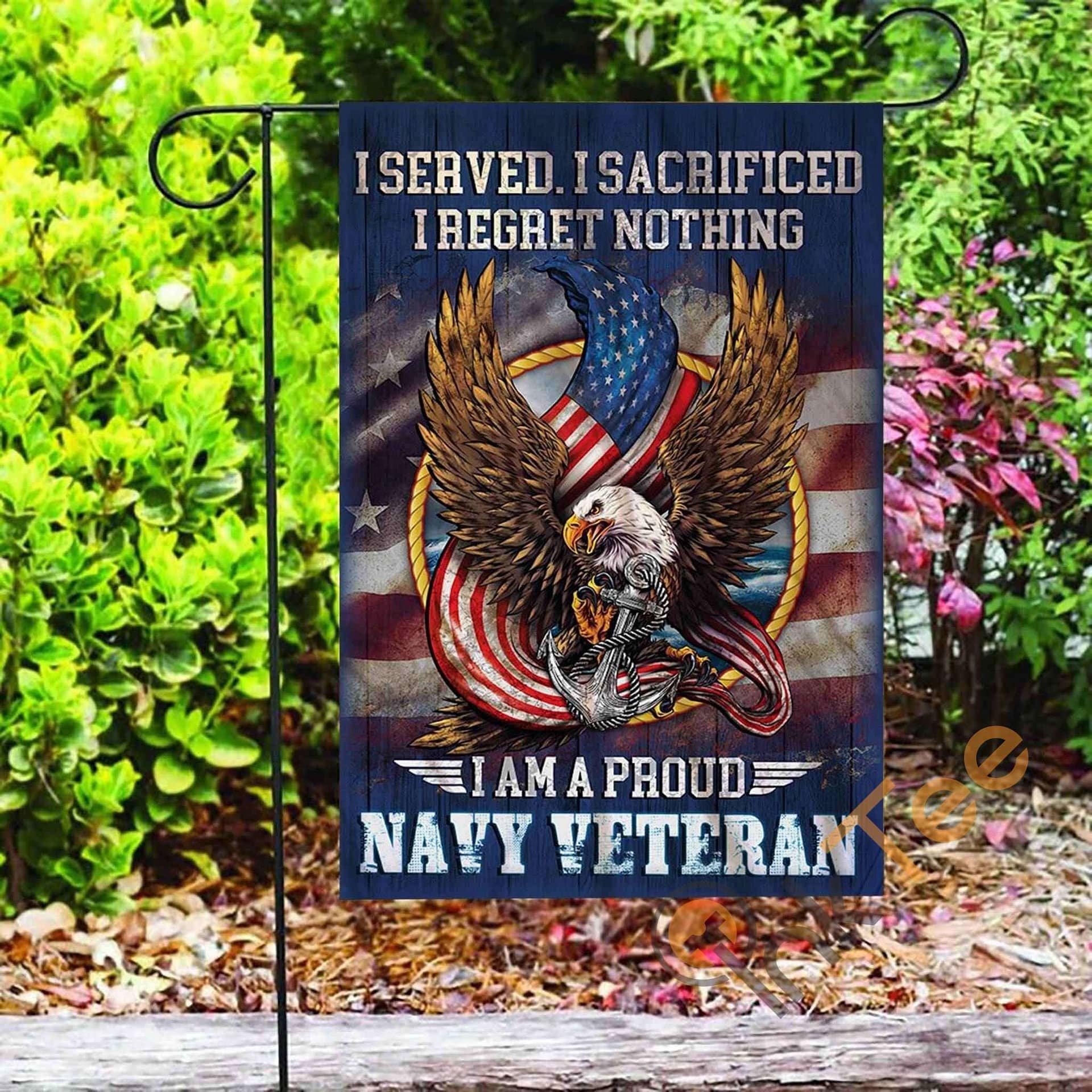 Inktee Store - Custom I Am A Proud Navy Veteran Gift For Dad Garden Flag Image