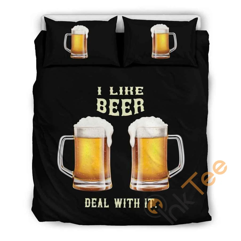 Custom I Love Beer Deal With It Quilt Bedding Sets