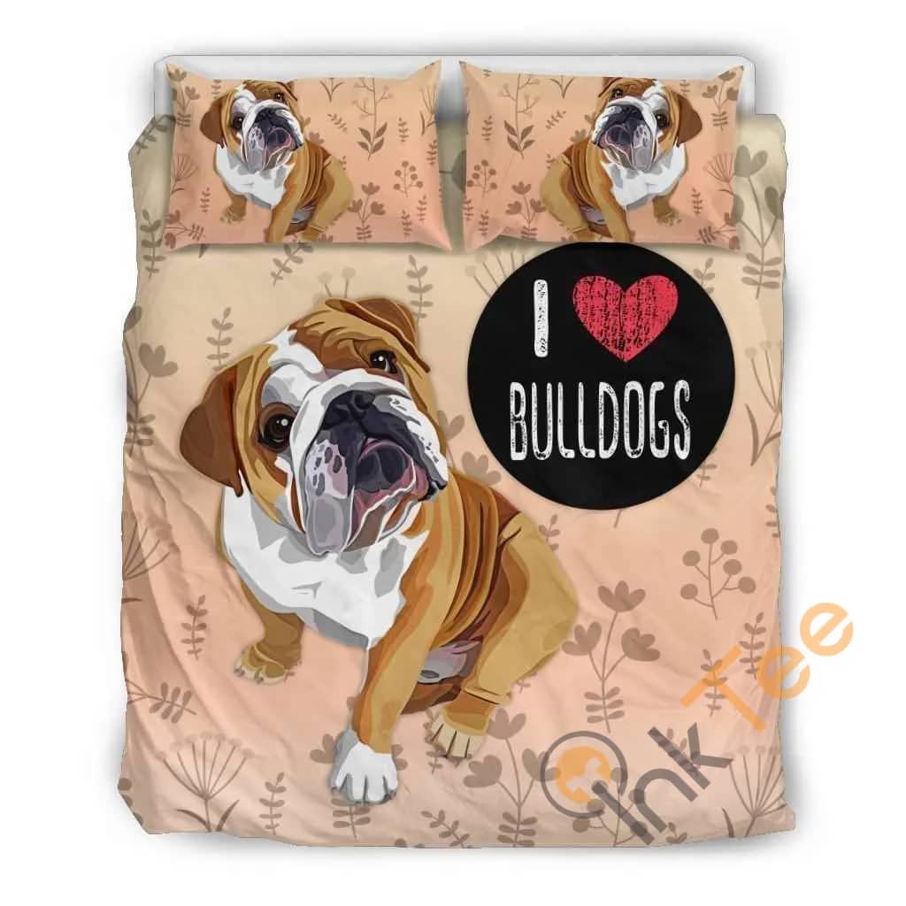 Custom I Love Bulldogs Quilt Bedding Sets