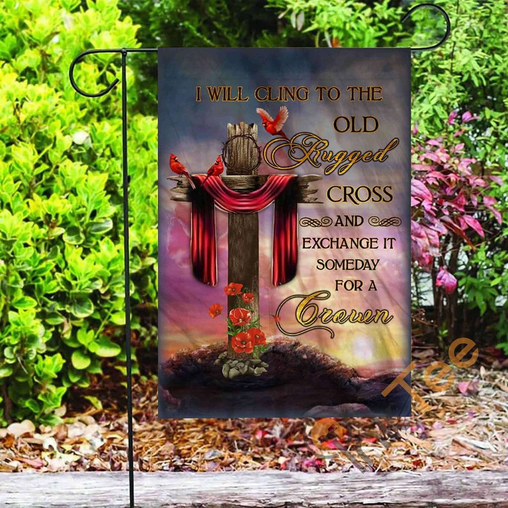 Inktee Store - Custom I Will Cling To The Old Rugged Cross Garden Flag Image