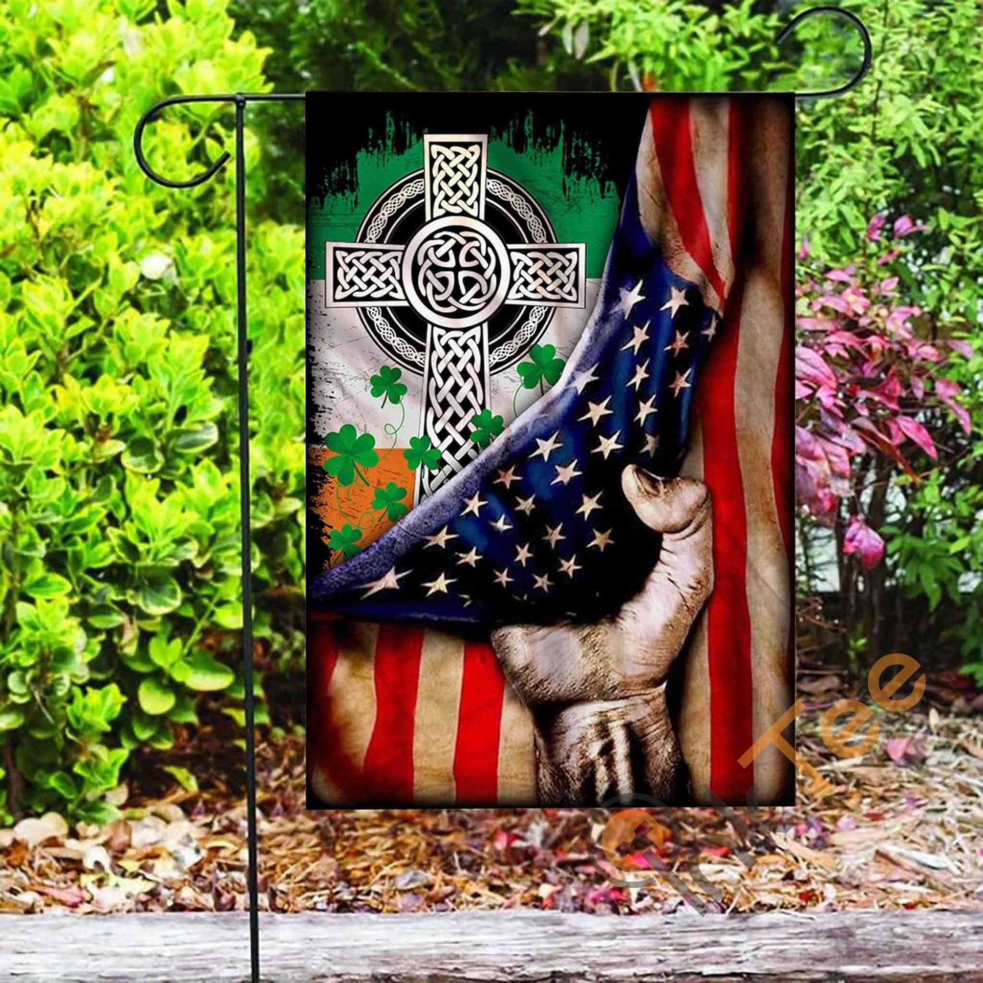 Inktee Store - Custom Irish Celtic Knot Christian Cross Garden Flag Image