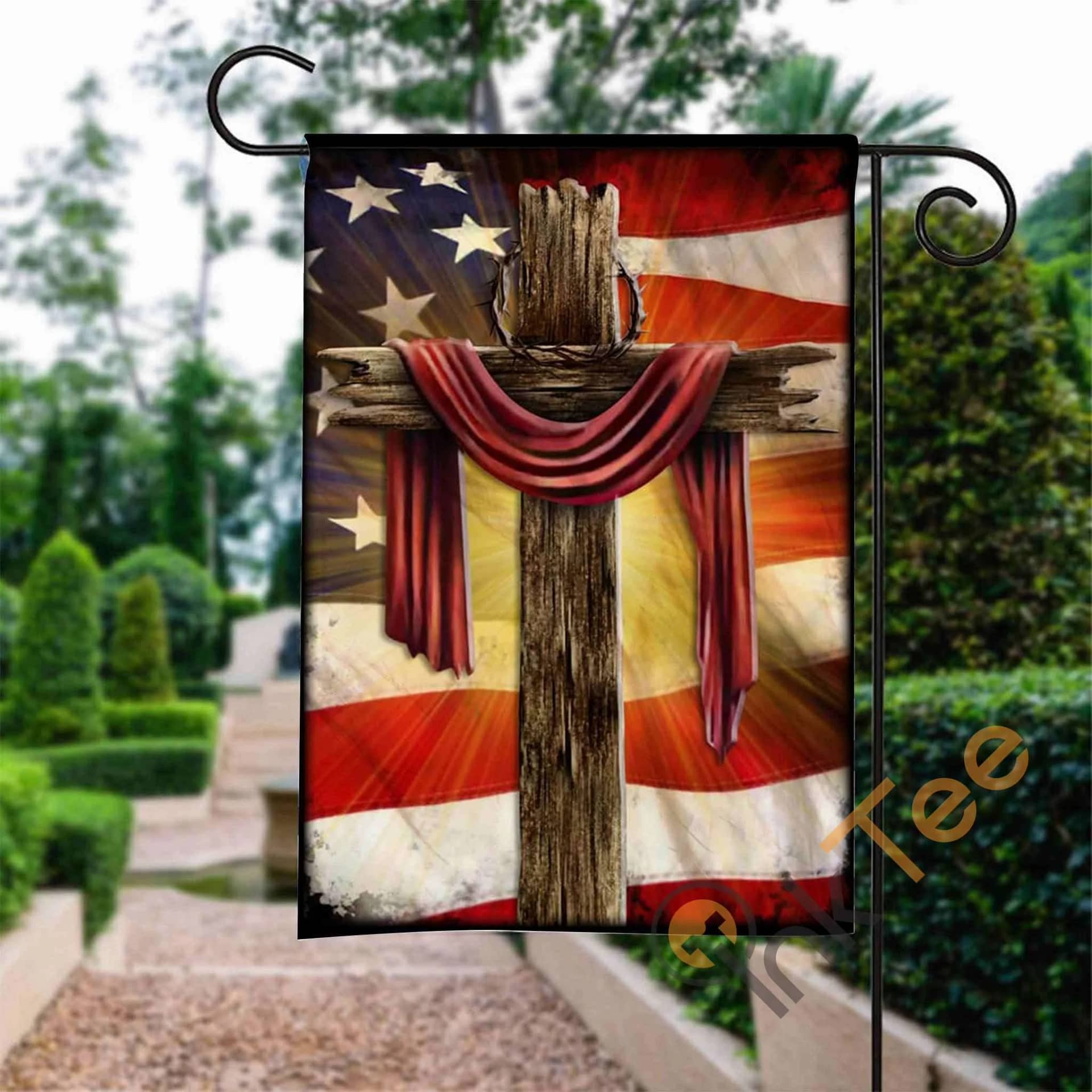 Custom Jesus Christian Cross American Garden Flag