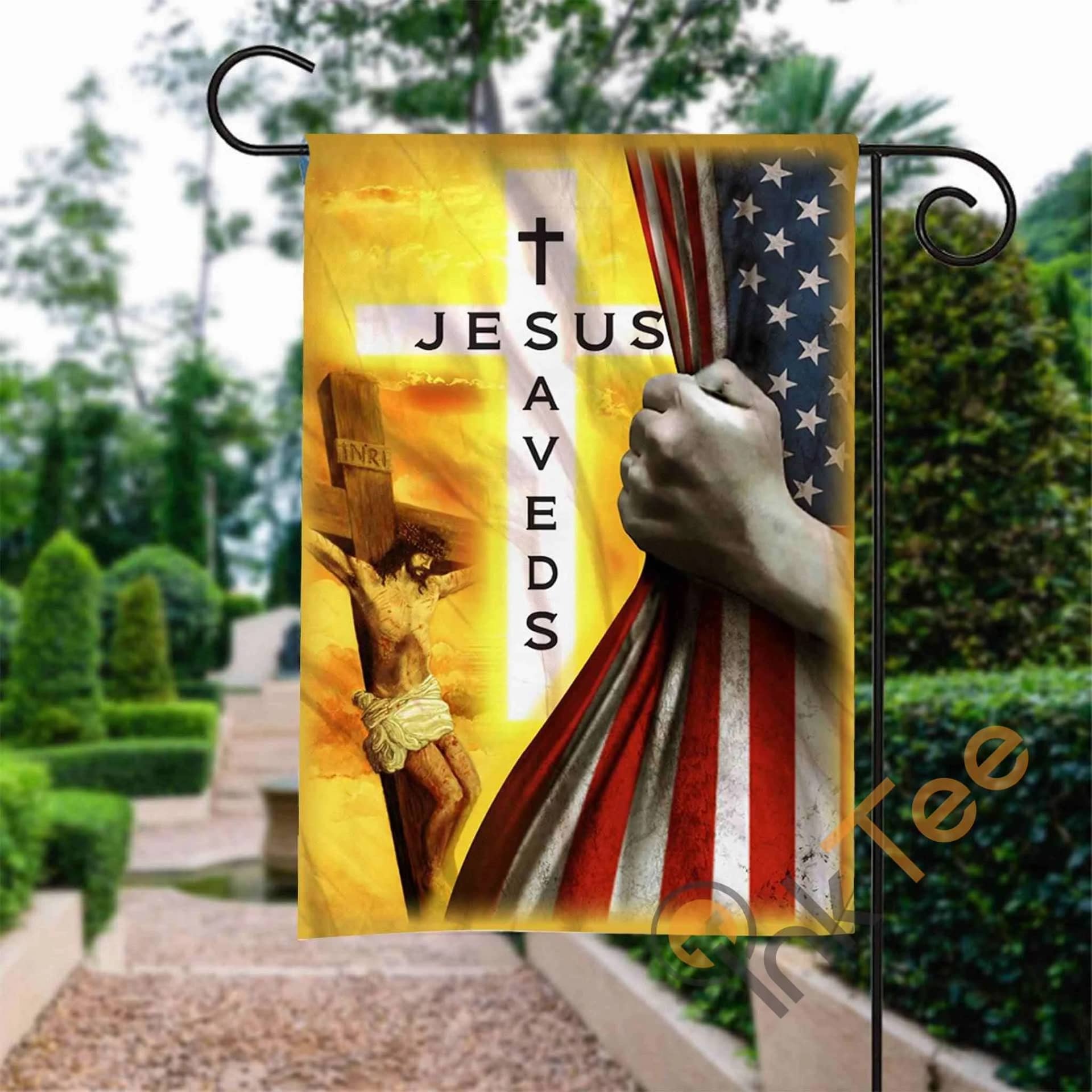 Custom Jesus Saves Christian Garden Flag