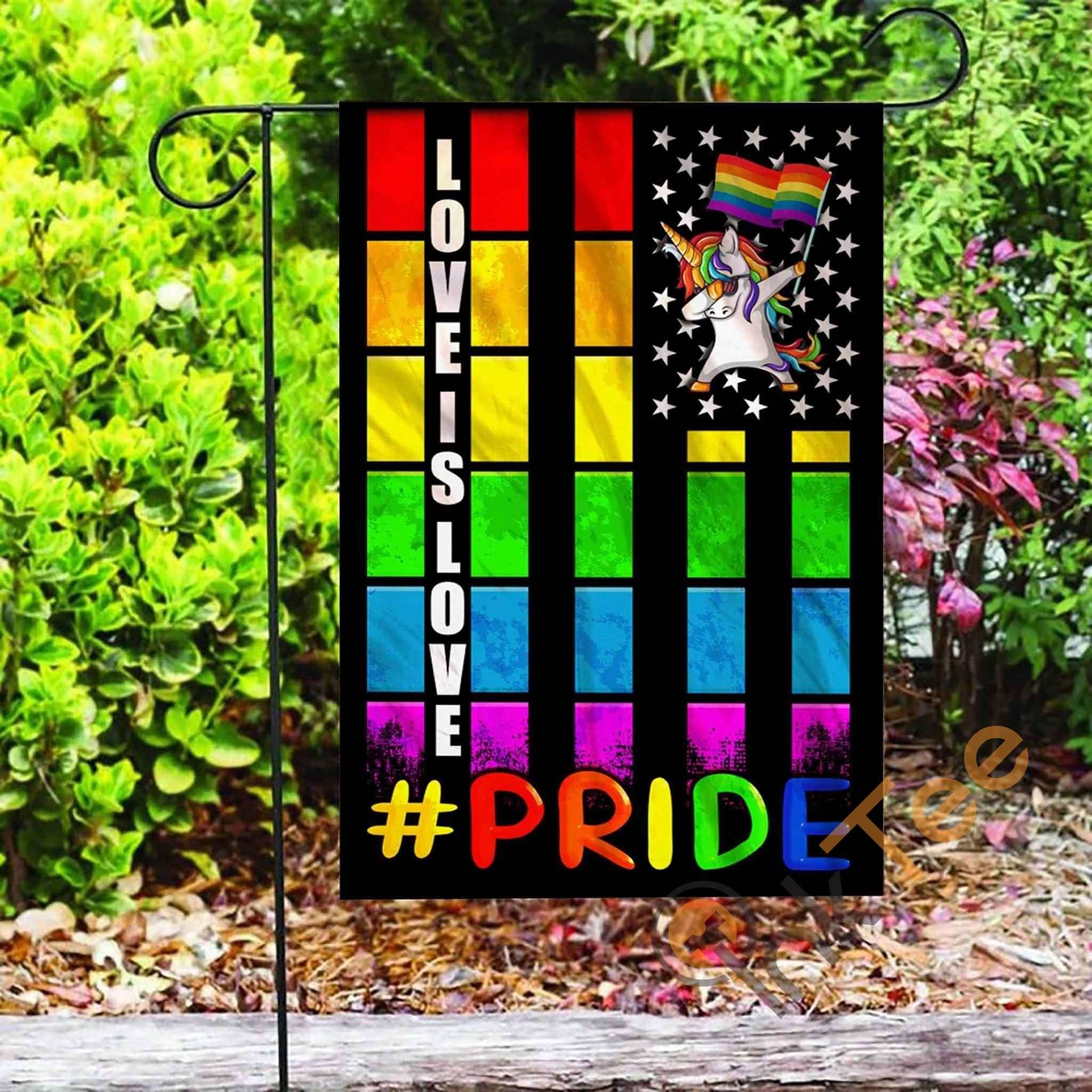 Inktee Store - Custom Love Is Love Unicorn Lgbt Pride Garden Flag Image