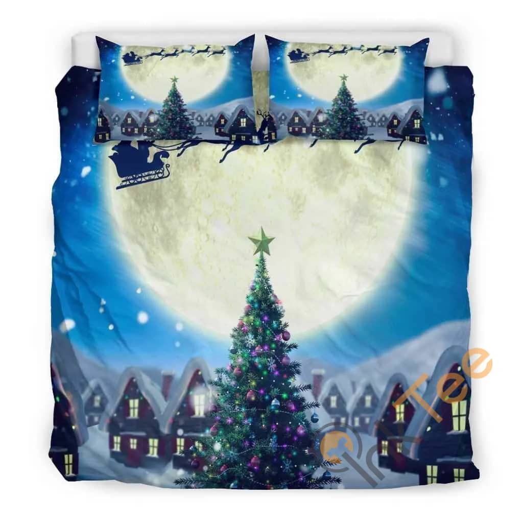 Custom Merry Christmas Tree  Santa Claus Quilt Bedding Sets
