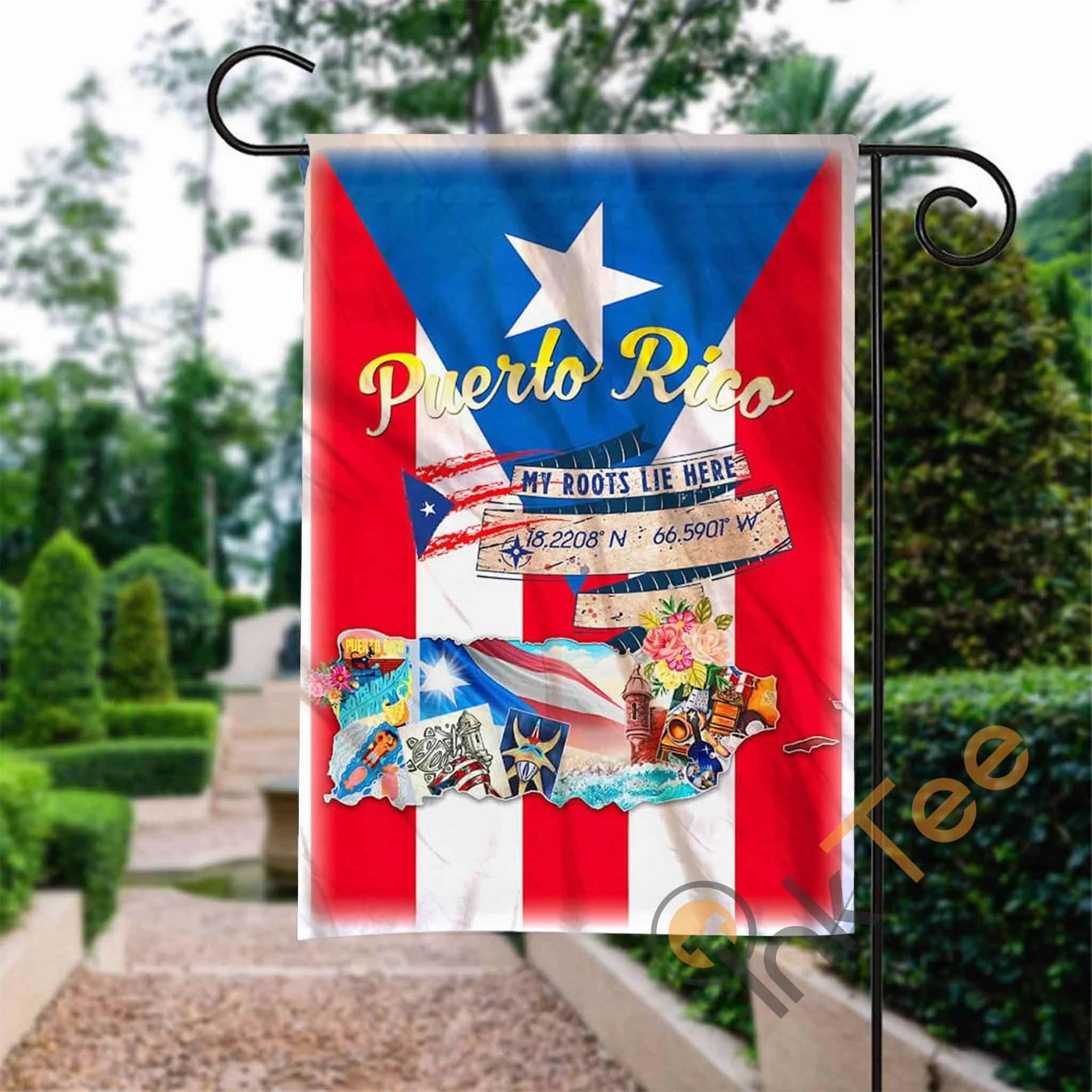 Custom My Heart Is In Puerto Rico Garden Flag