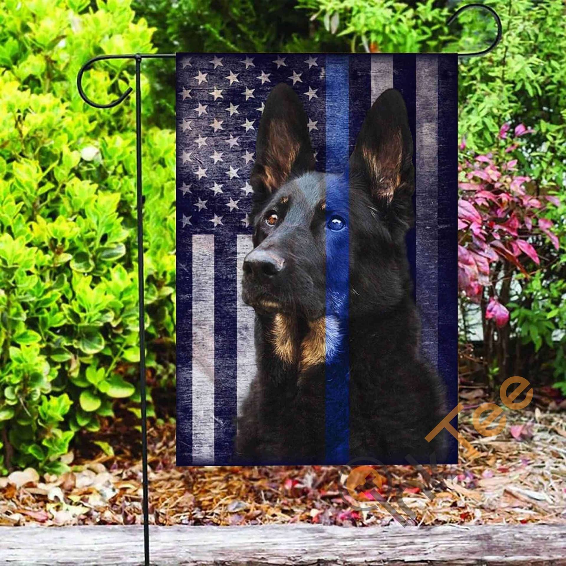 Inktee Store - Custom Police Dog K9 The Thin Blue Line Garden Flag Image