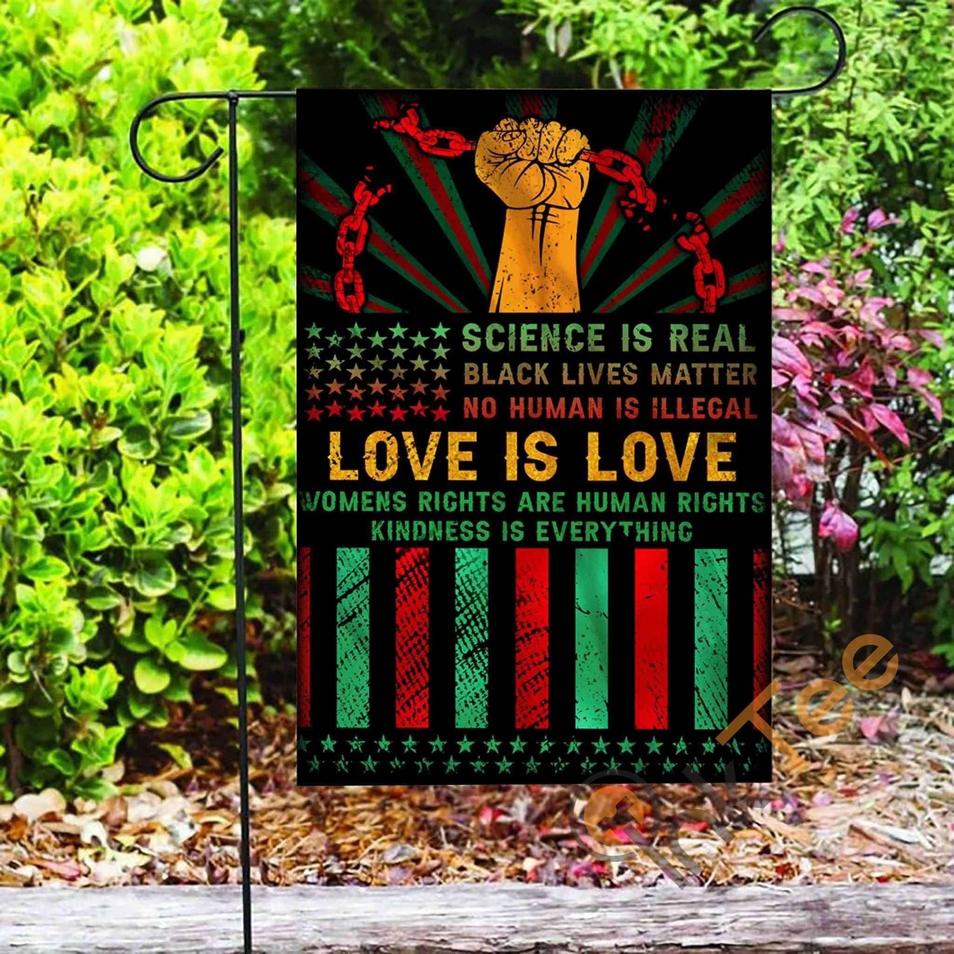 Inktee Store - Custom Protest Black Lives Matter No Human Is Illegal Garden Flag Image