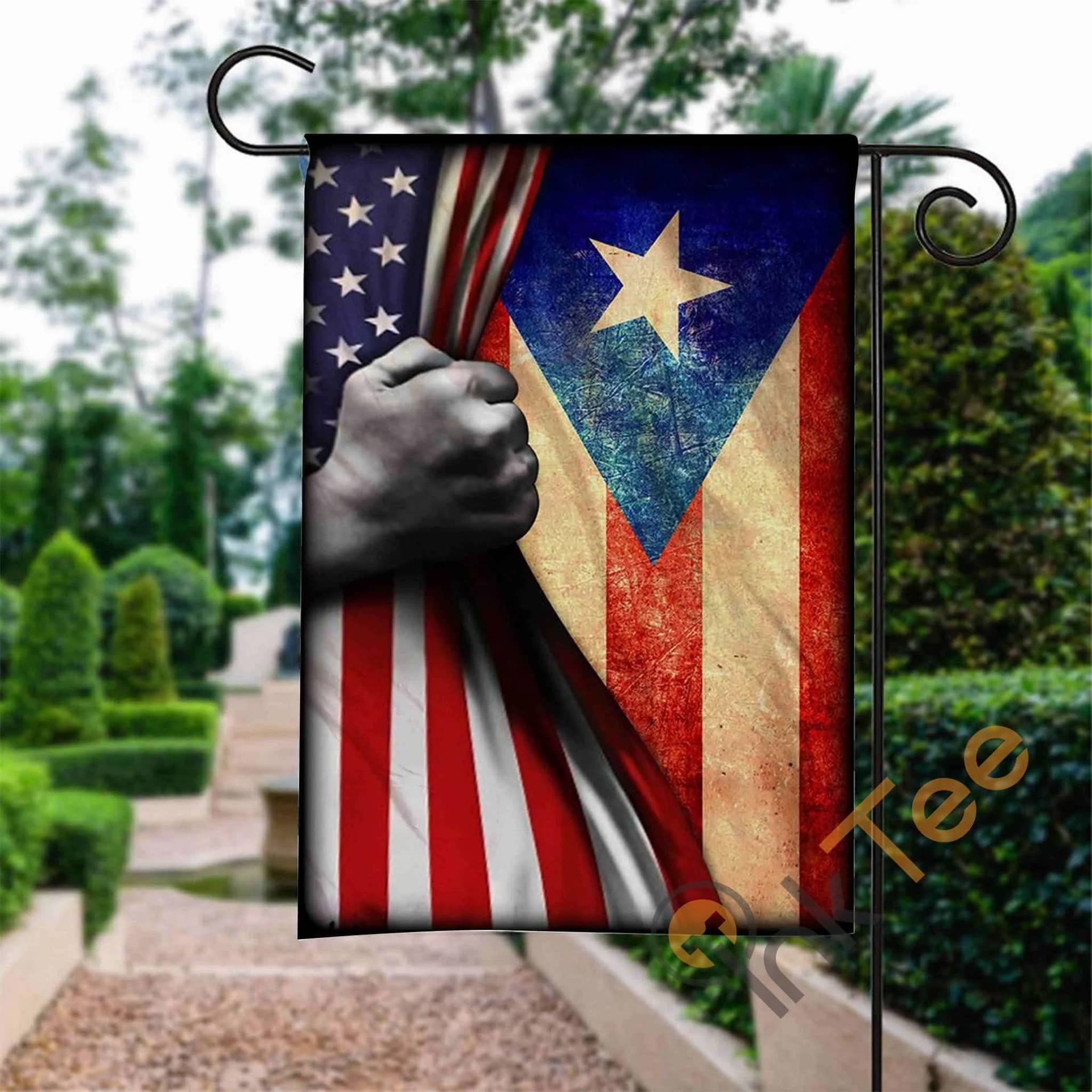Custom Puerto Rican American Garden Flag