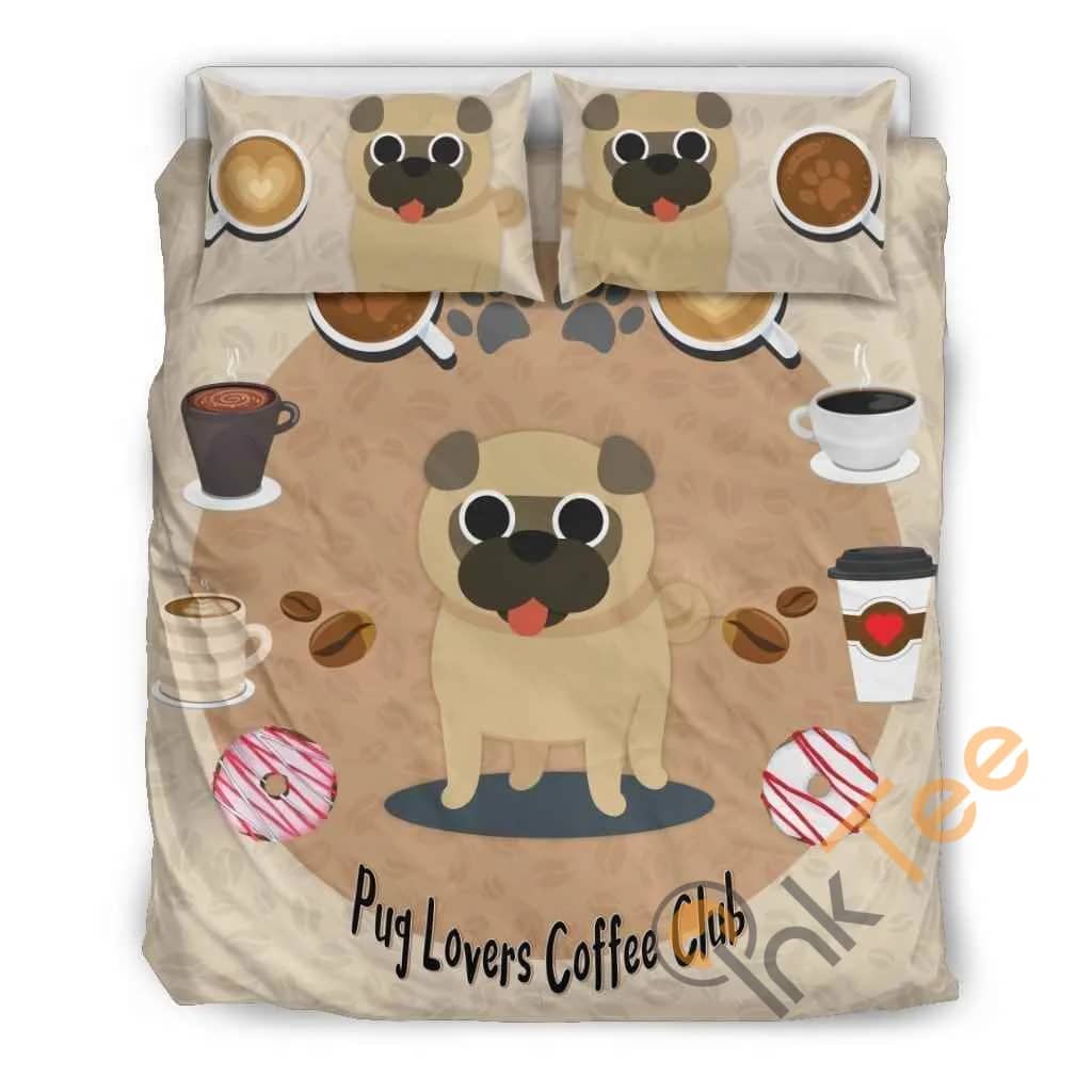 Custom Pug Lovers Coffee Club Quilt Bedding Sets