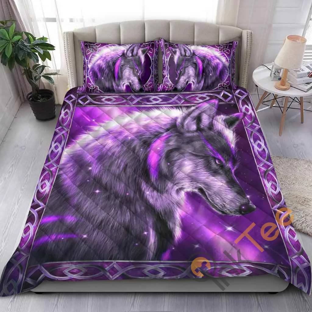 Custom Purple Fantasy Wolf Quilt Bedding Sets