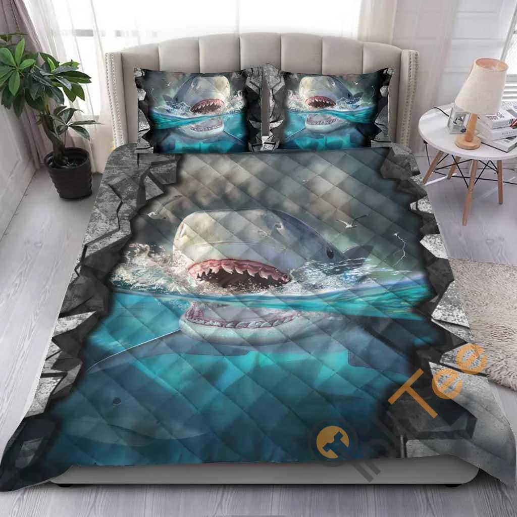 Custom Scary Shark Quilt Bedding Sets