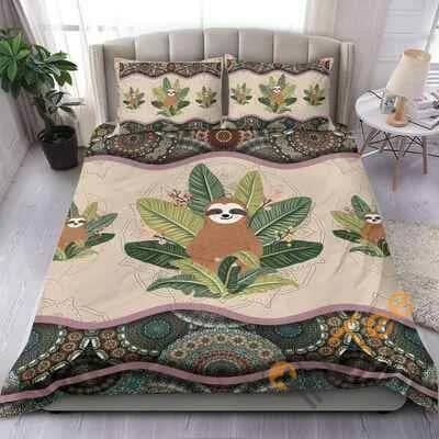 Custom Sloth Boho Pattern Quilt Bedding Sets