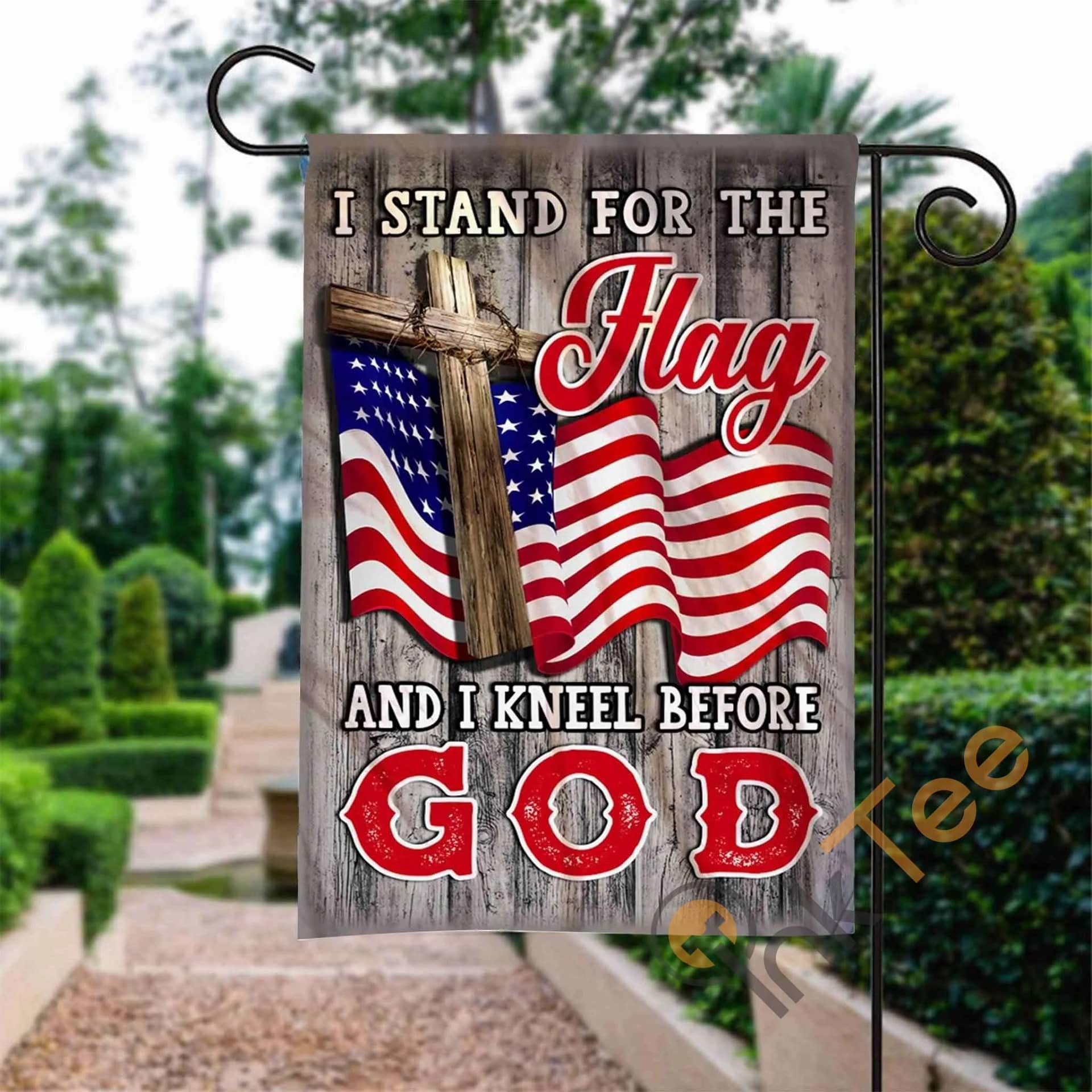 Custom Stand For The Kneel Before God Christian American Garden Flag