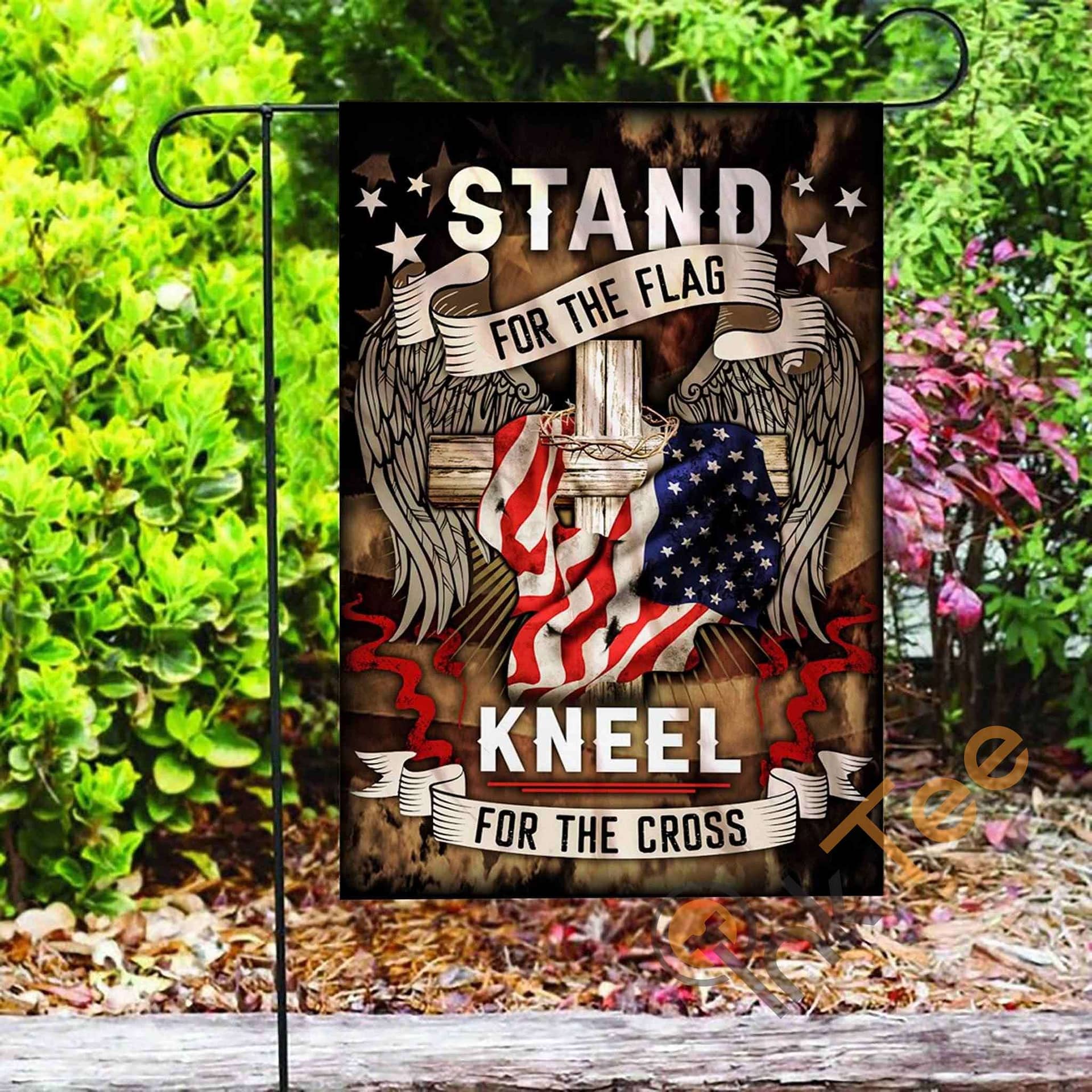 Inktee Store - Custom Stand For The Kneel For The Cross Garden Flag Image