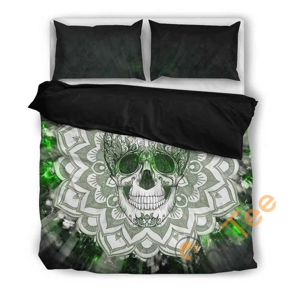 Custom Sugar Green Skull Quilt Bedding Sets