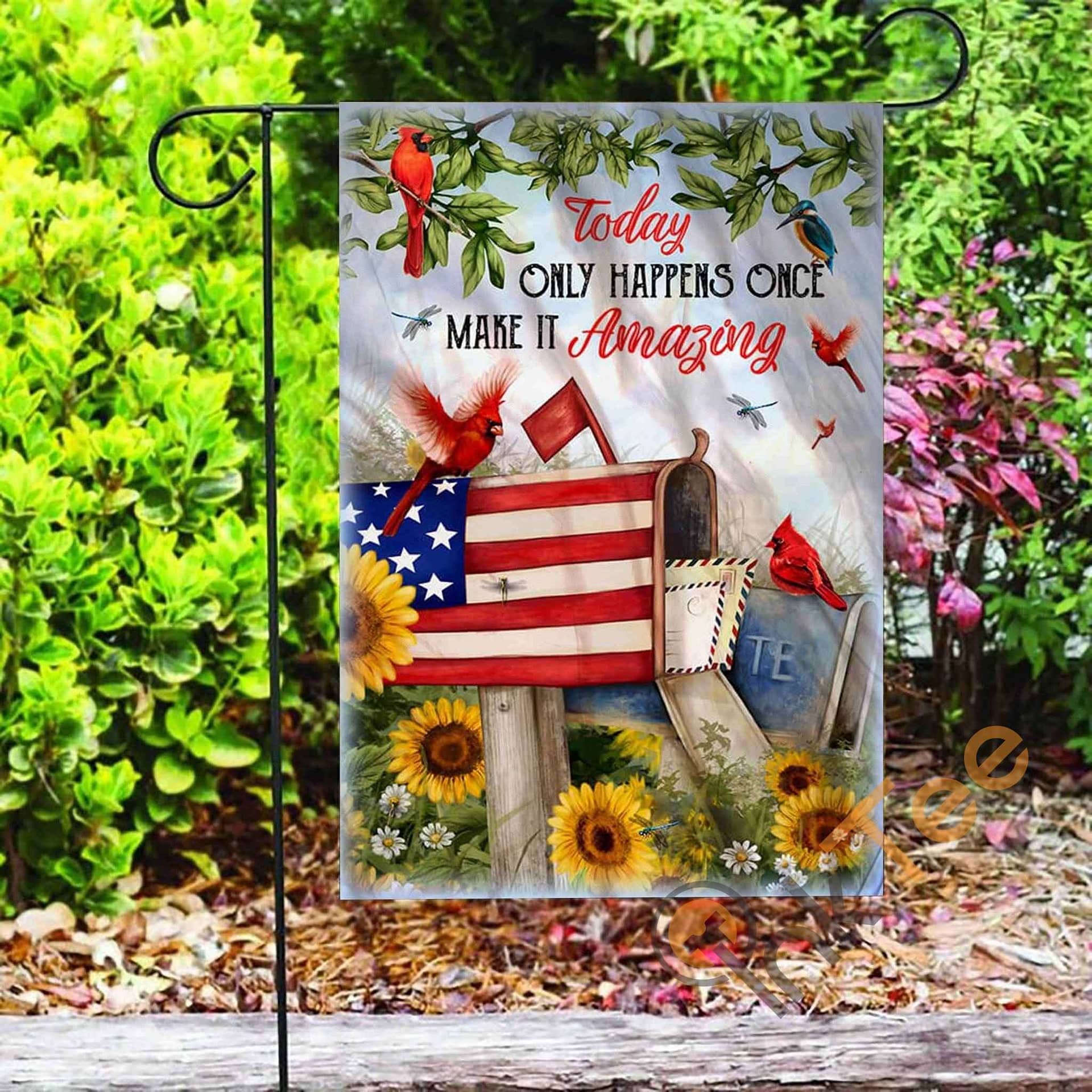 Inktee Store - Custom Today Only Happens Once Make It Amazing Garden Flag Image