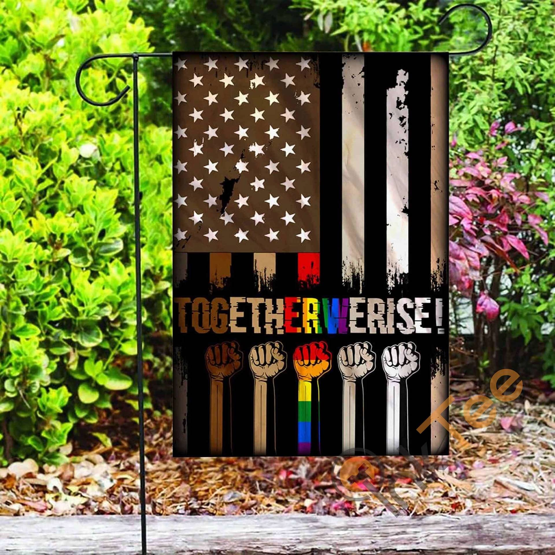 Inktee Store - Custom Together We Rise Black Lives Matter Garden Flag Image