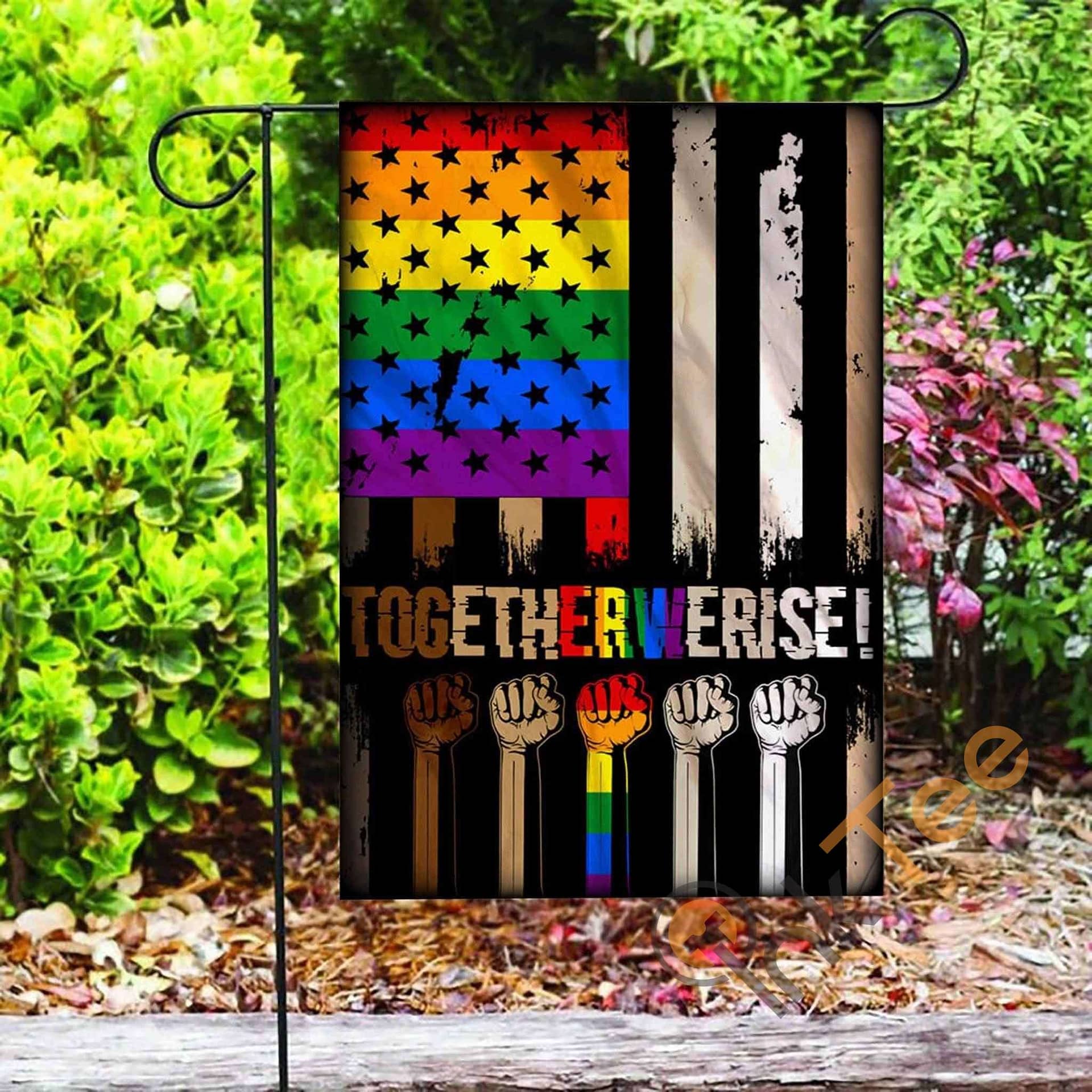 Inktee Store - Custom Together We Rise Lgbt Garden Flag Image