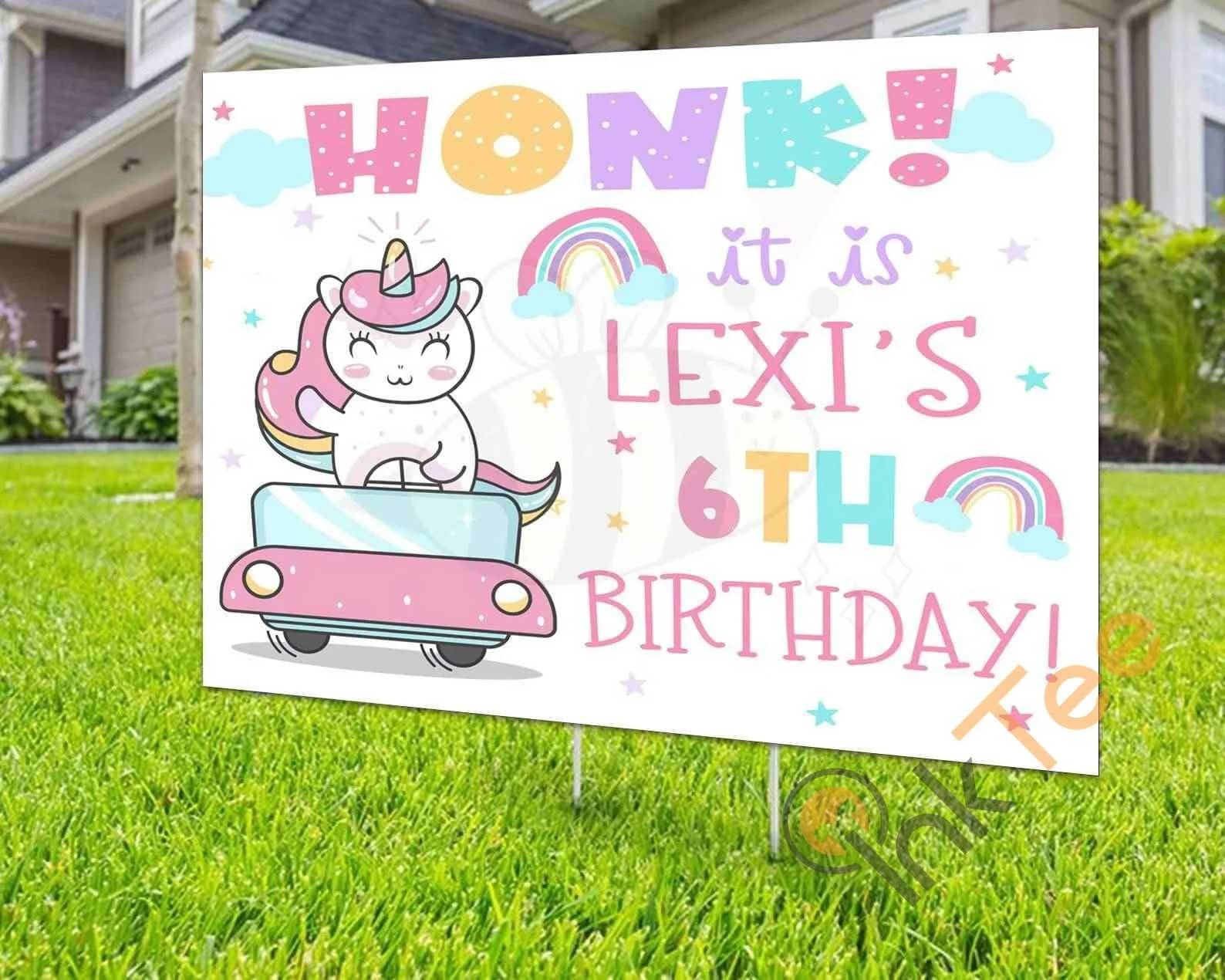 Custom Unicorn Birthday Personalized Honk Wave Birthday Cheaps Yard Sign