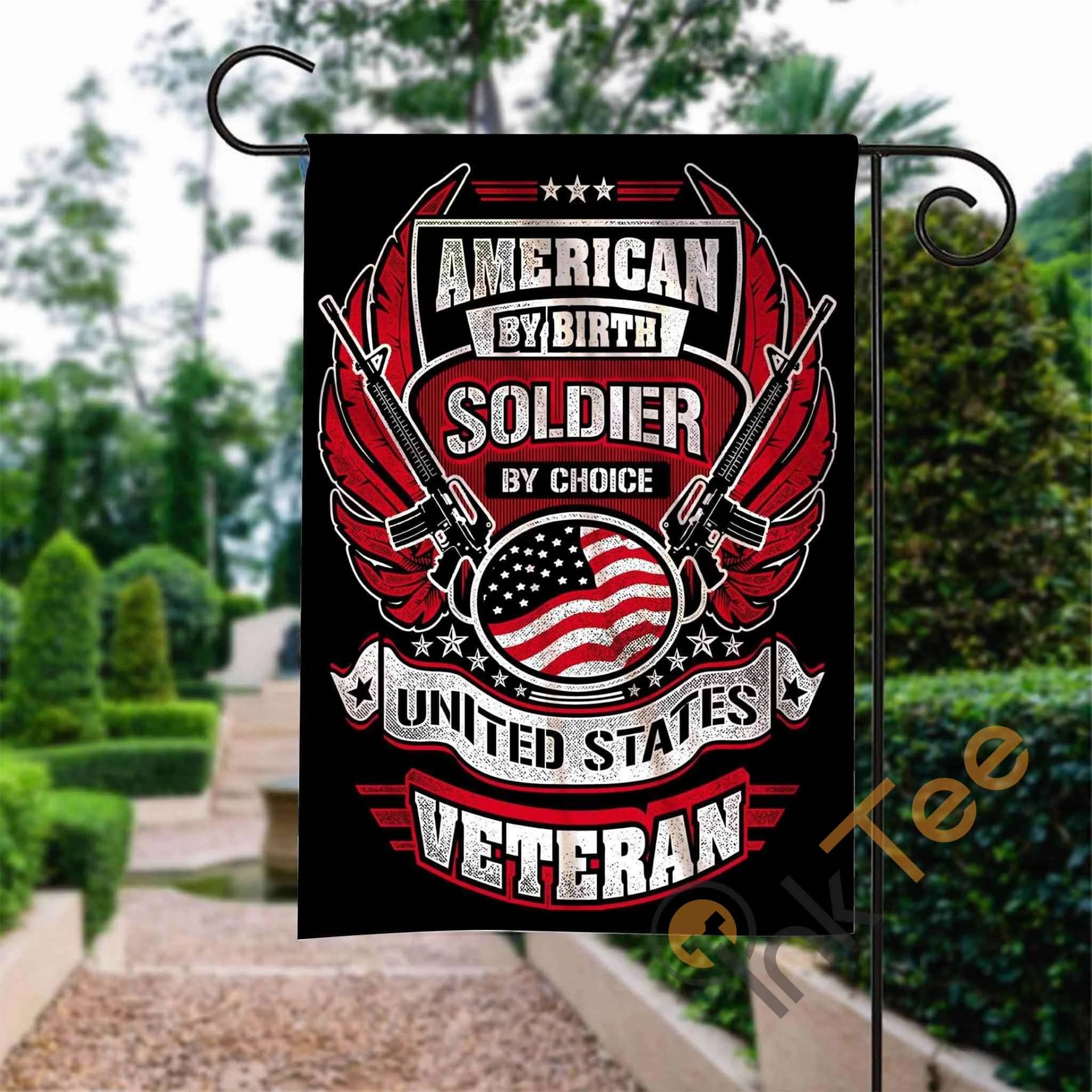 Custom Veteran American By Birth Garden Flag