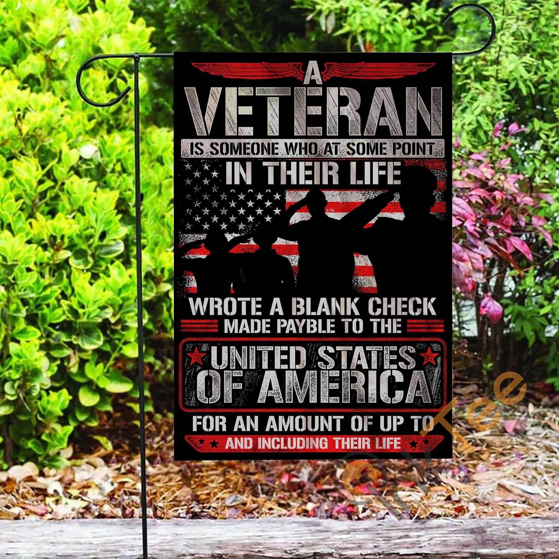 Inktee Store - Custom Veteran Wrote Blank Check Garden Flag Image