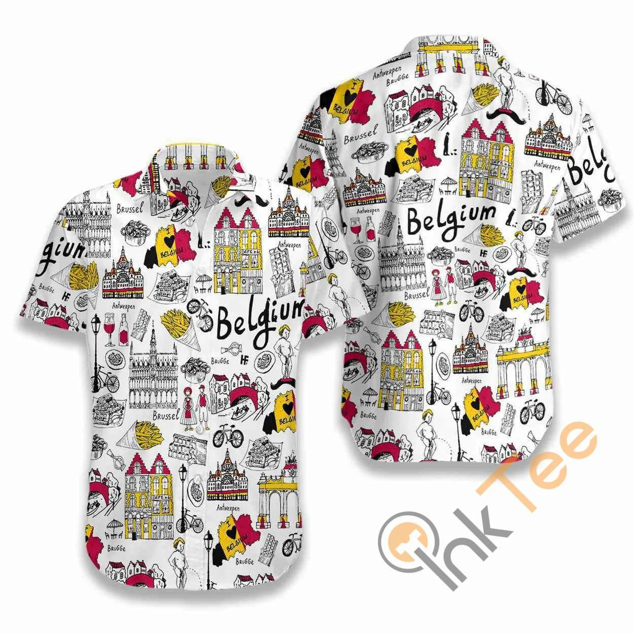 I Love Belgium Doodle Hawaiian shirts