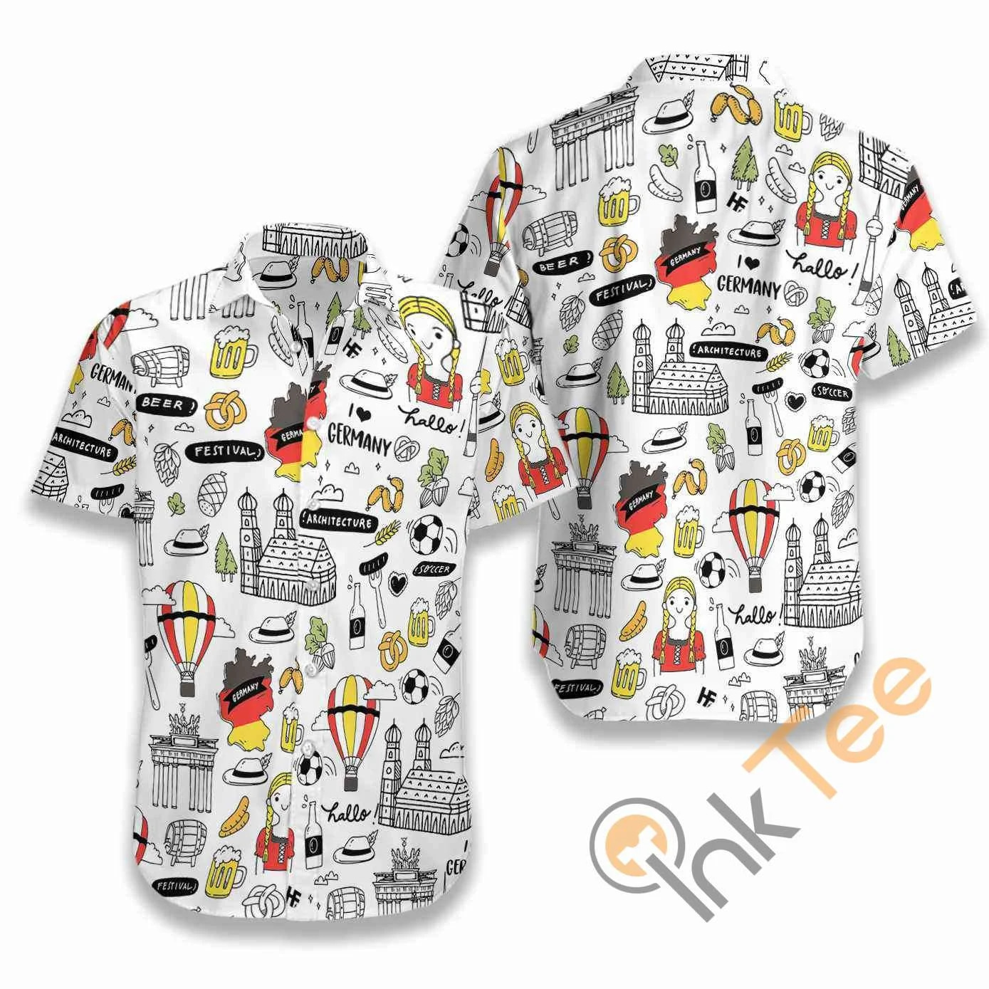 I Love Germany Doodle Hawaiian Shirts