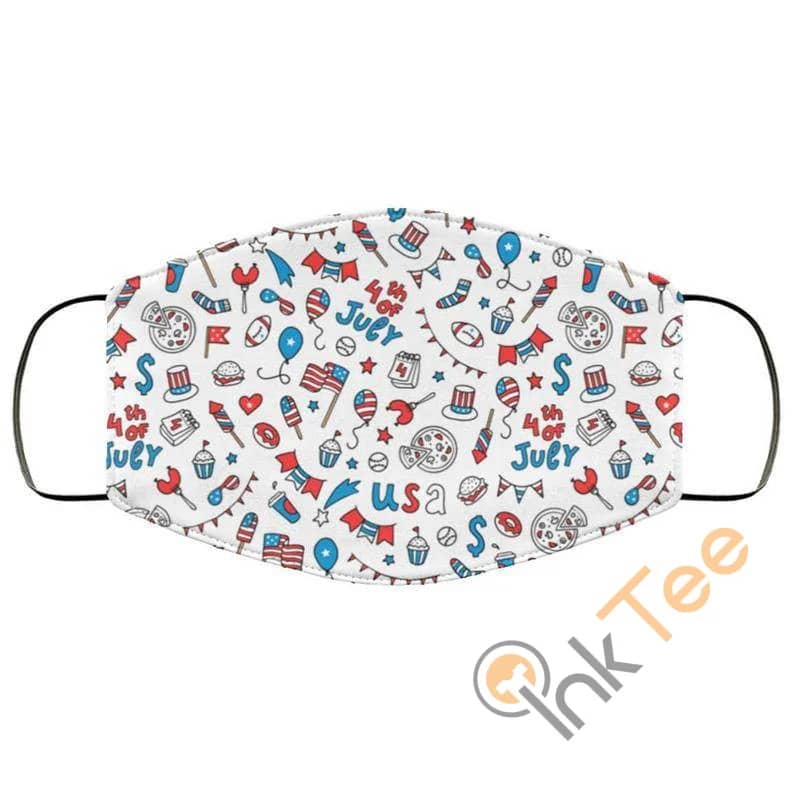 4Th Of July Party Patriotic Patternelastic Reusable And Washable Face Mask