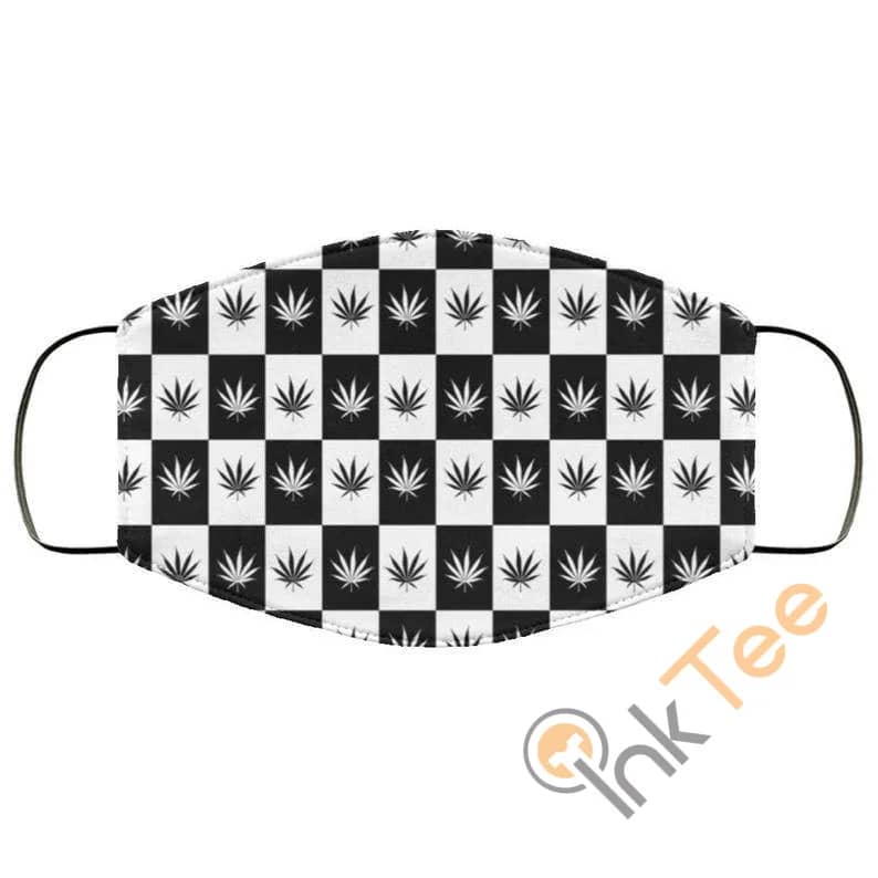 Black And White Checkered Pot Weed  Reusable Face Mask