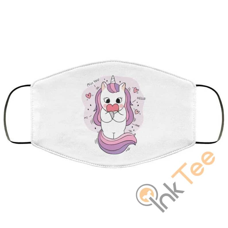 Cute Unicorn And Hearts Optical Grade Reusable Washable Face Mask