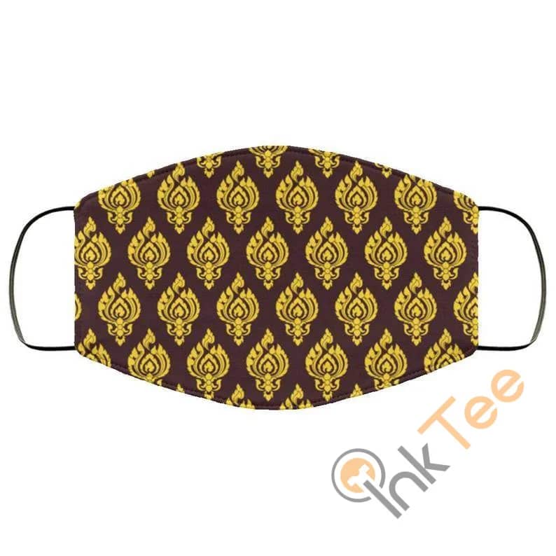 Yellow Asian Thai Patternelastic Reusable And Washable Face Mask