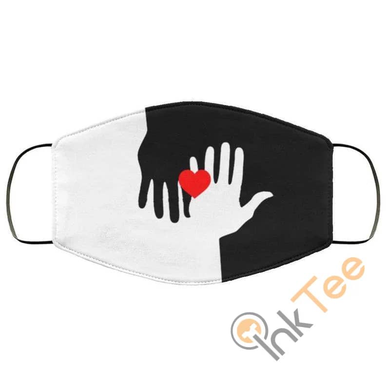 Ying Yang Black White Hand Hearts  Reusable Washable Face Mask
