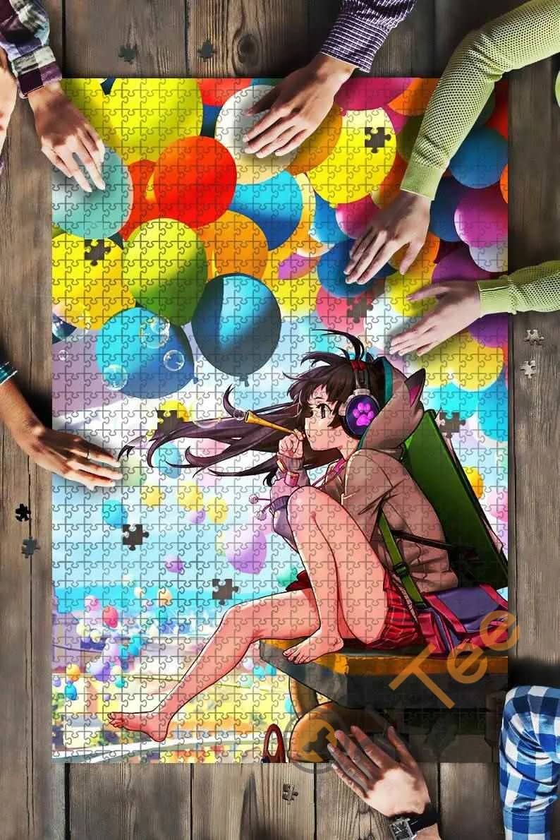 Anime Girl Colorful Balloons Bubbles Dream Girly Kids Toys Jigsaw Puzzle
